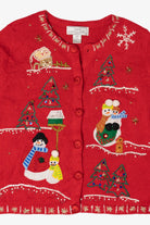 Vintage Lisa International Snowmen Ugly Christmas Cardigan (1990s)
