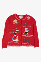 Vintage Lisa International Snowmen Ugly Christmas Cardigan (1990s)