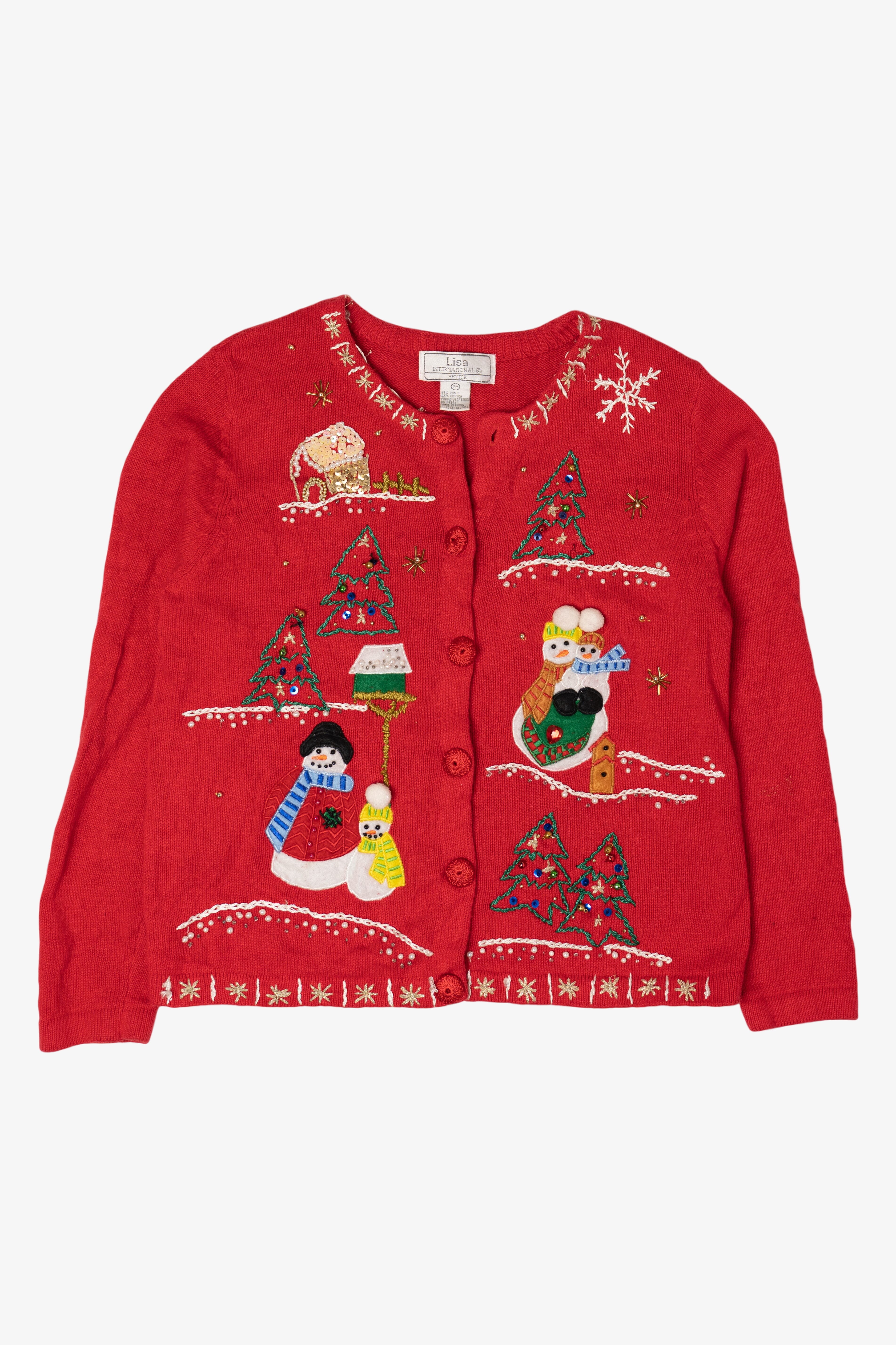 Vintage Lisa International Snowmen Ugly Christmas Cardigan (1990s)