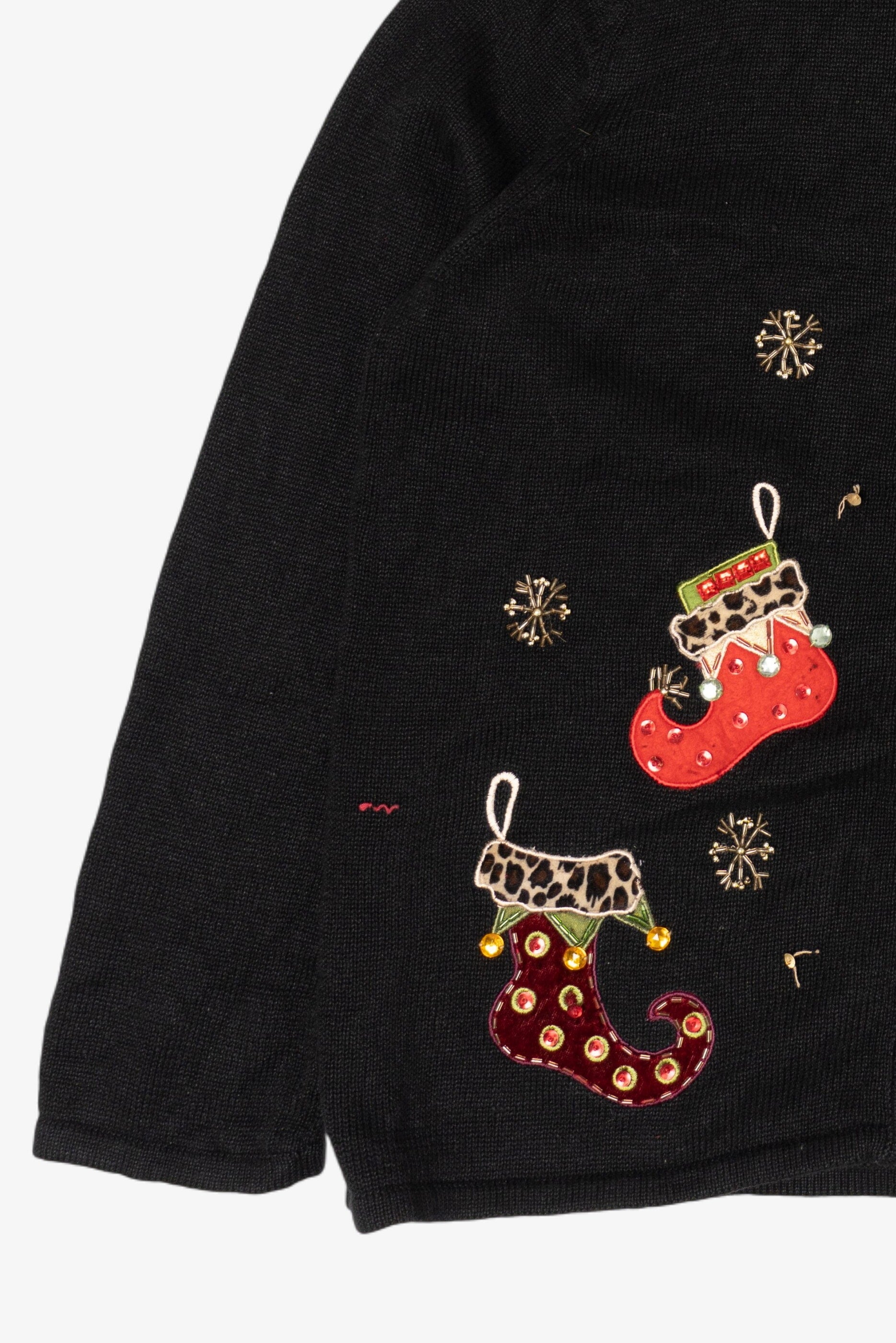 Vintage Tiara International Stockings Ugly Christmas Cardigan (1990s)