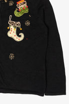Vintage Tiara International Stockings Ugly Christmas Cardigan (1990s)