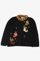 Vintage Tiara International Stockings Ugly Christmas Cardigan (1990s)