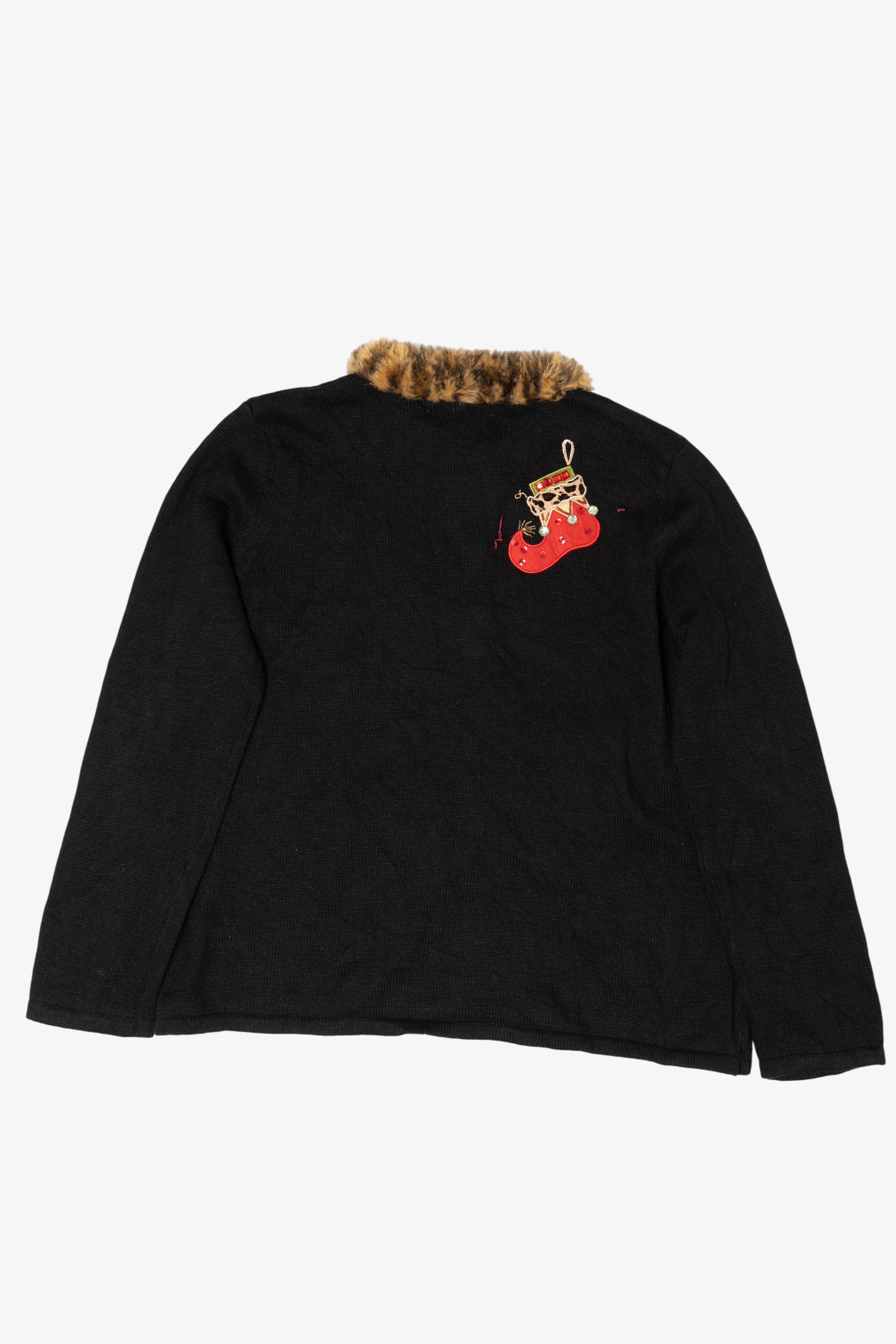 Vintage Tiara International Stockings Ugly Christmas Cardigan (1990s)