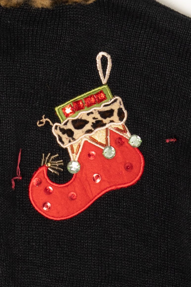 Vintage Tiara International Stockings Ugly Christmas Cardigan (1990s)