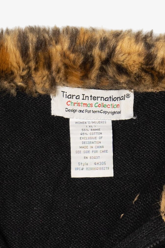 Vintage Tiara International Stockings Ugly Christmas Cardigan (1990s)