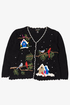Vintage Hampshire Studio Snow Birds Ugly Christmas Cardigan (2000s)