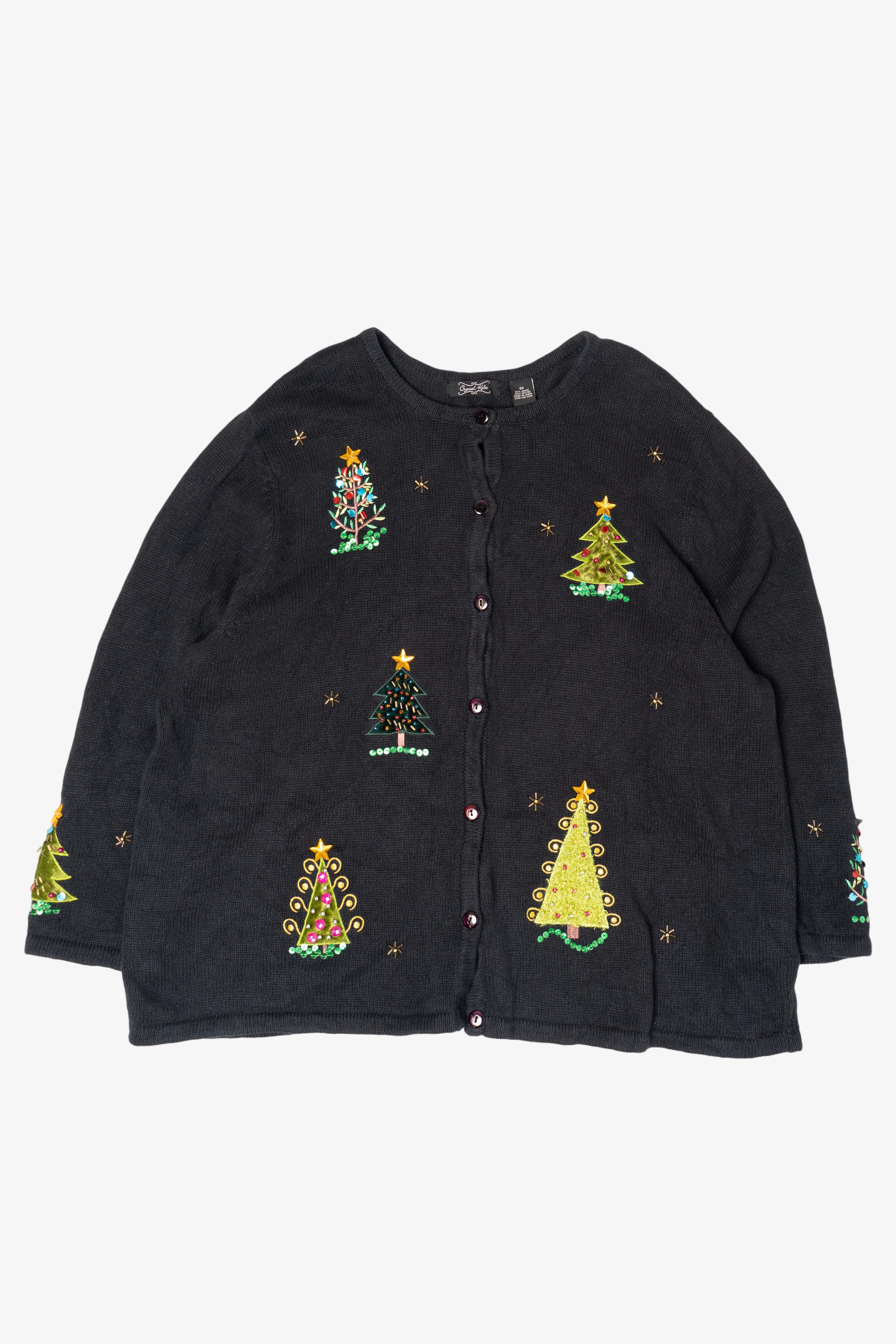 Vintage Crystal Kole Trees Ugly Christmas Cardigan (2000s)