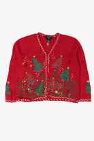 Vintage Planet & Company Snowman Tree Ugly Christmas Cardigan (2000s)