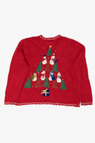 Vintage Planet & Company Snowman Tree Ugly Christmas Cardigan (2000s)