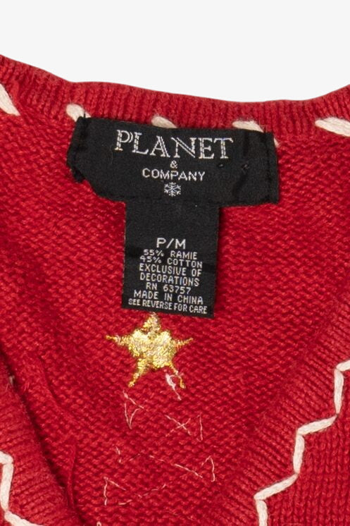 Vintage Planet & Company Snowman Tree Ugly Christmas Cardigan (2000s)