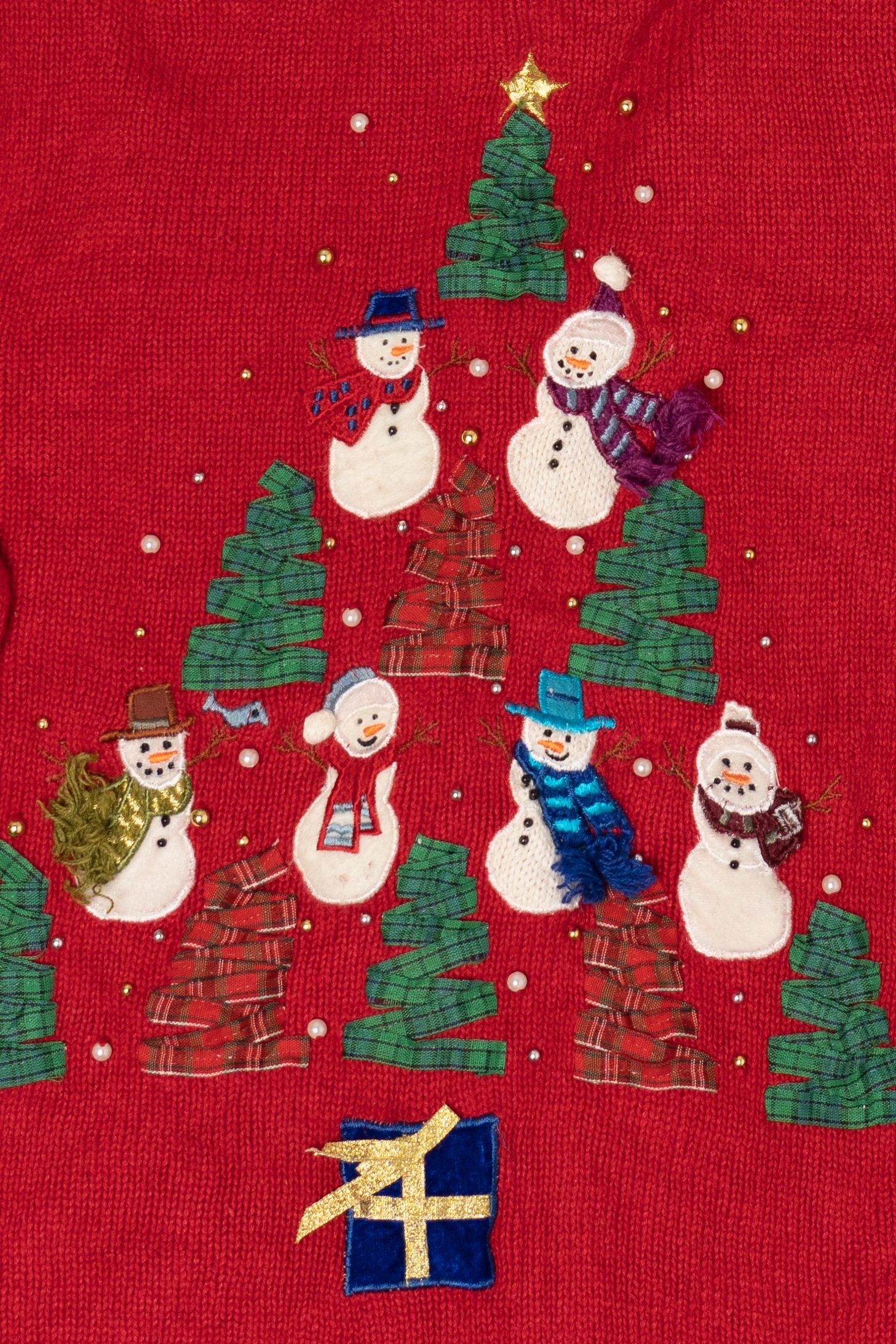 Vintage Planet & Company Snowman Tree Ugly Christmas Cardigan (2000s)