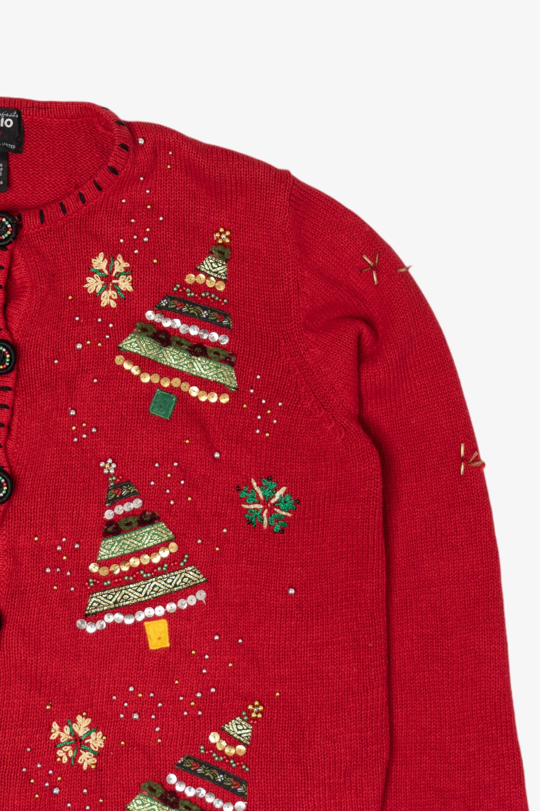 Vintage Studio Joy Trees Ugly Christmas Cardigan (2000s)