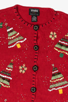 Vintage Studio Joy Trees Ugly Christmas Cardigan (2000s)