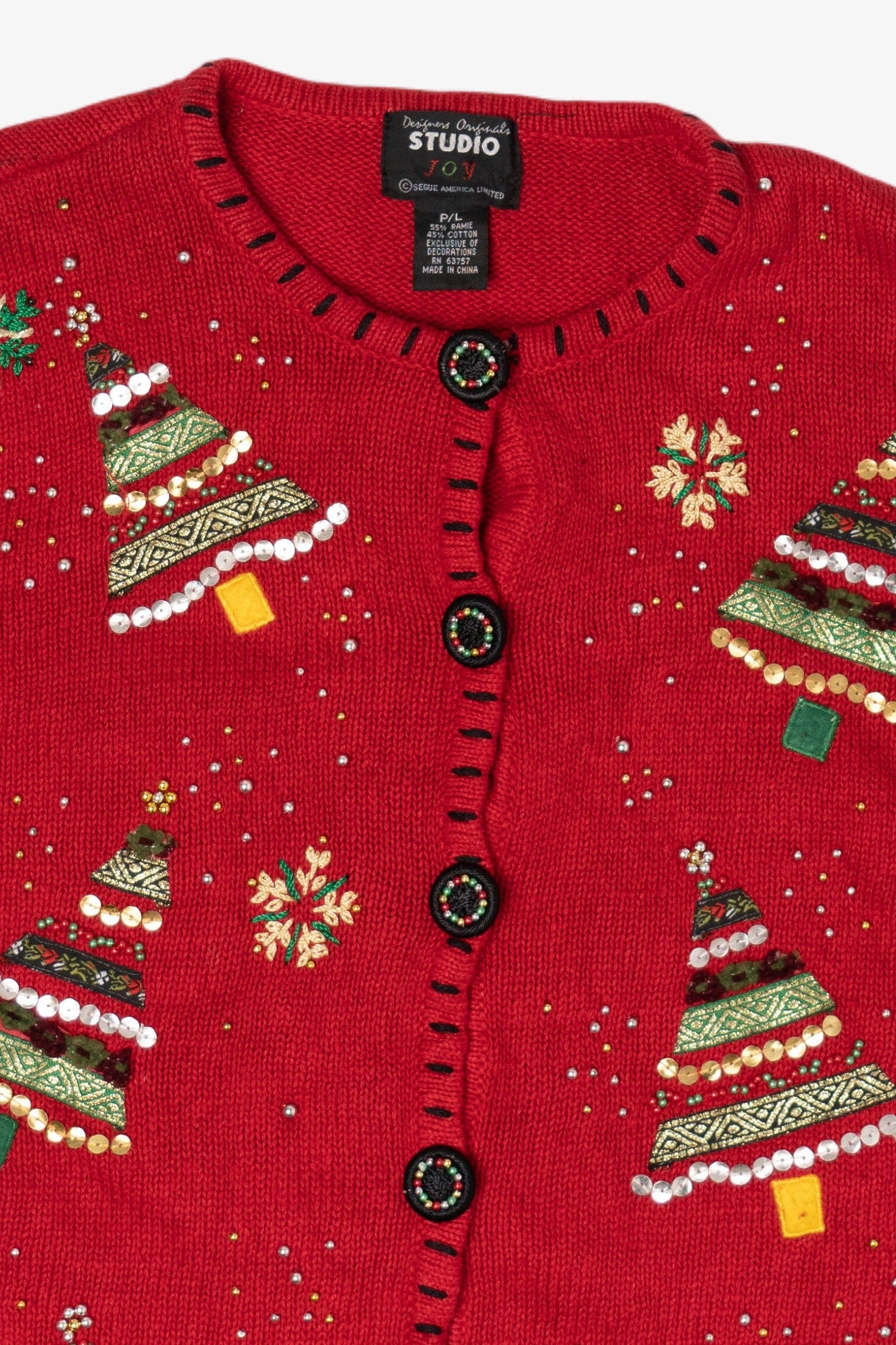 Vintage Studio Joy Trees Ugly Christmas Cardigan (2000s)