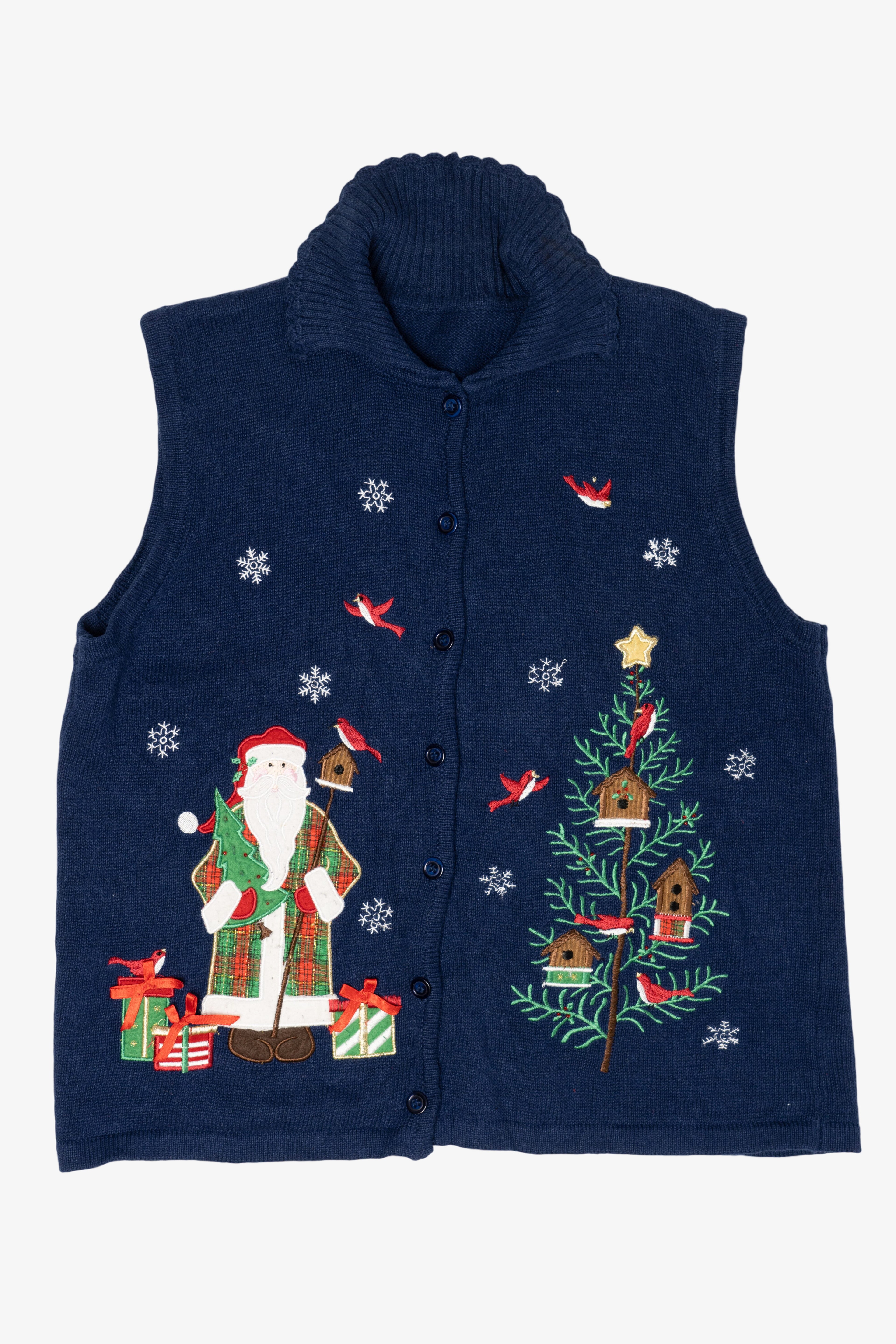 Vintage Santa And Birds Ugly Christmas Sweater (2000s)