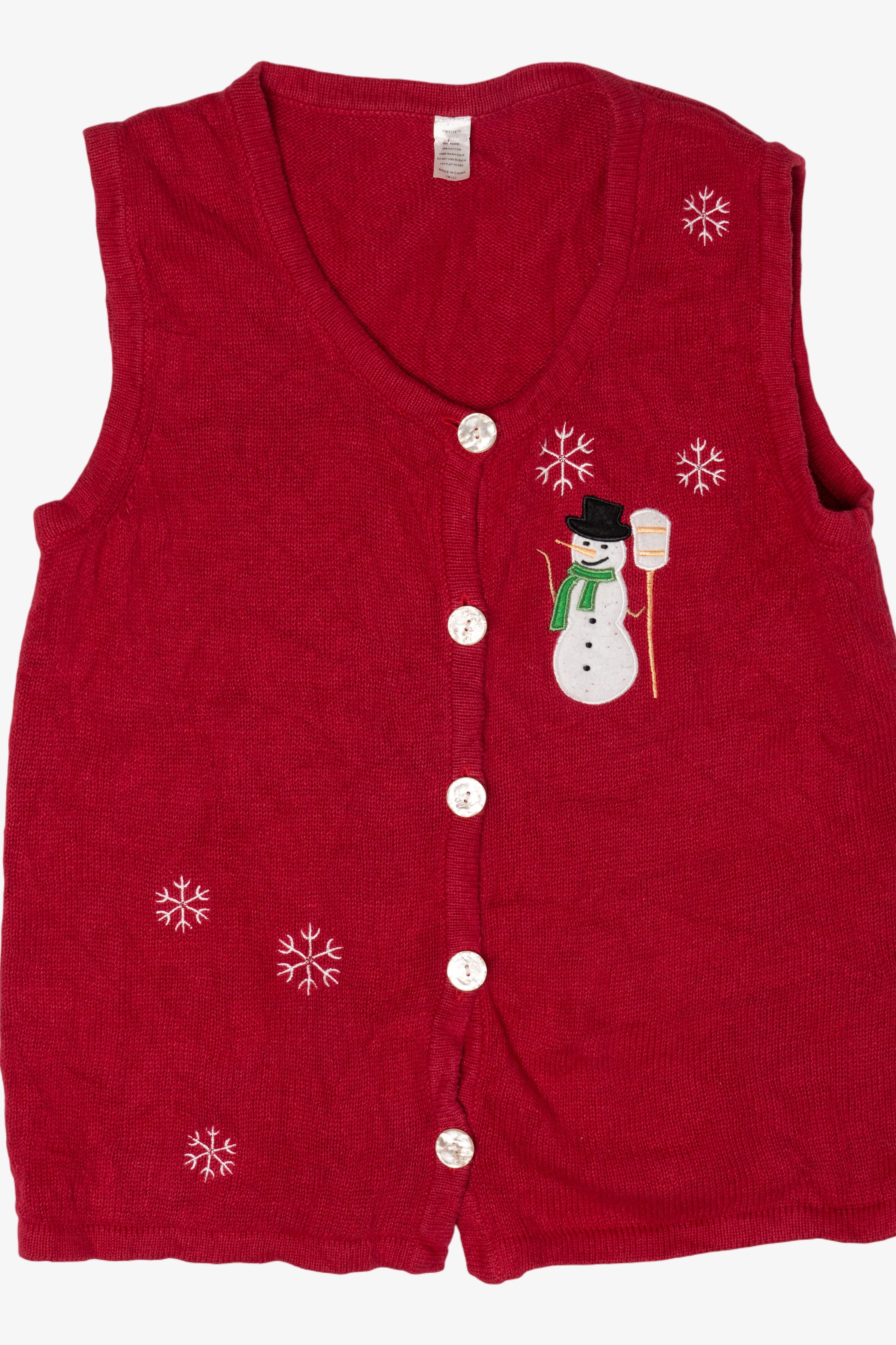 Vintage Snowman And Snowflakes Ugly Christmas Vest (2000s)