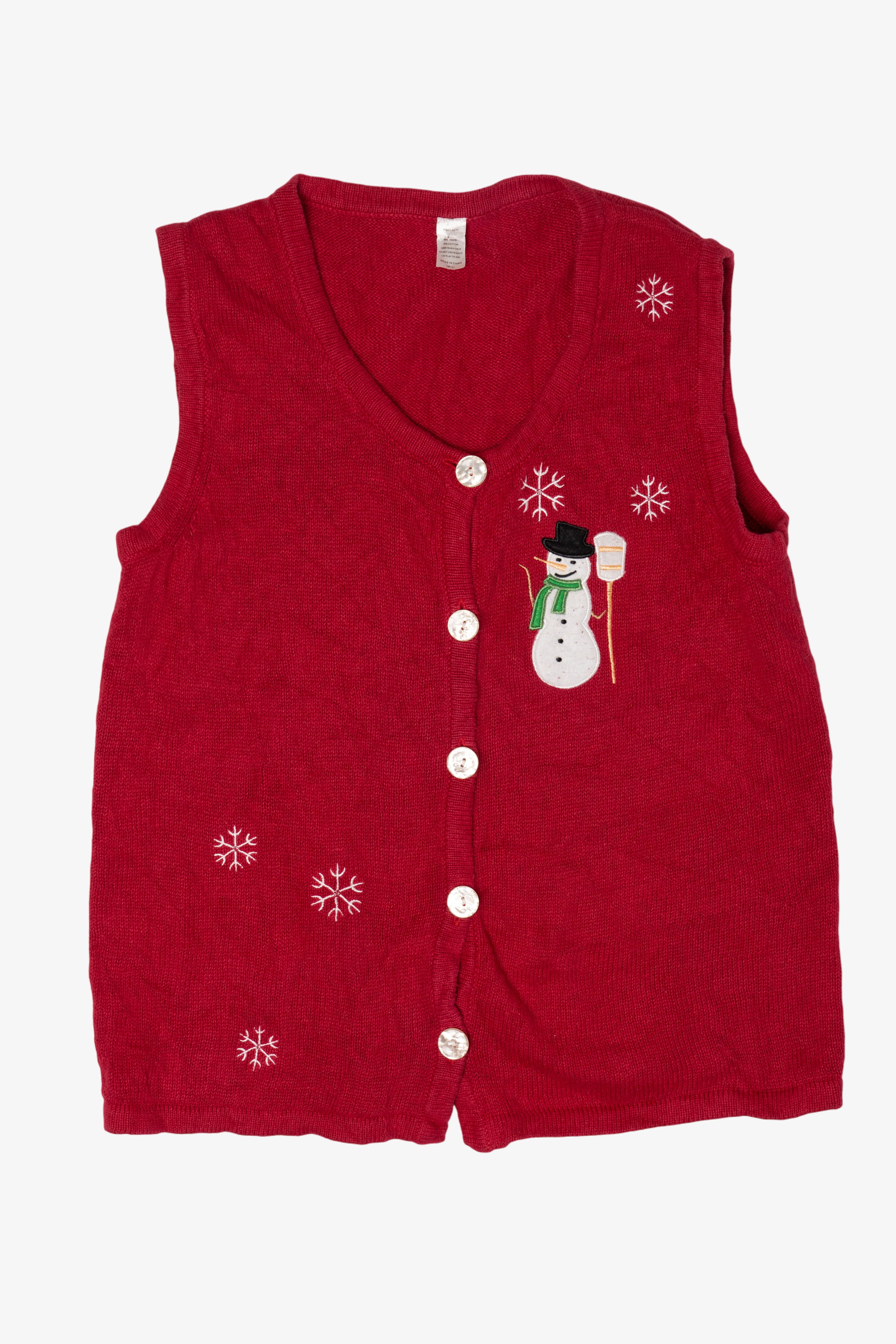 Vintage Snowman And Snowflakes Ugly Christmas Vest (2000s)