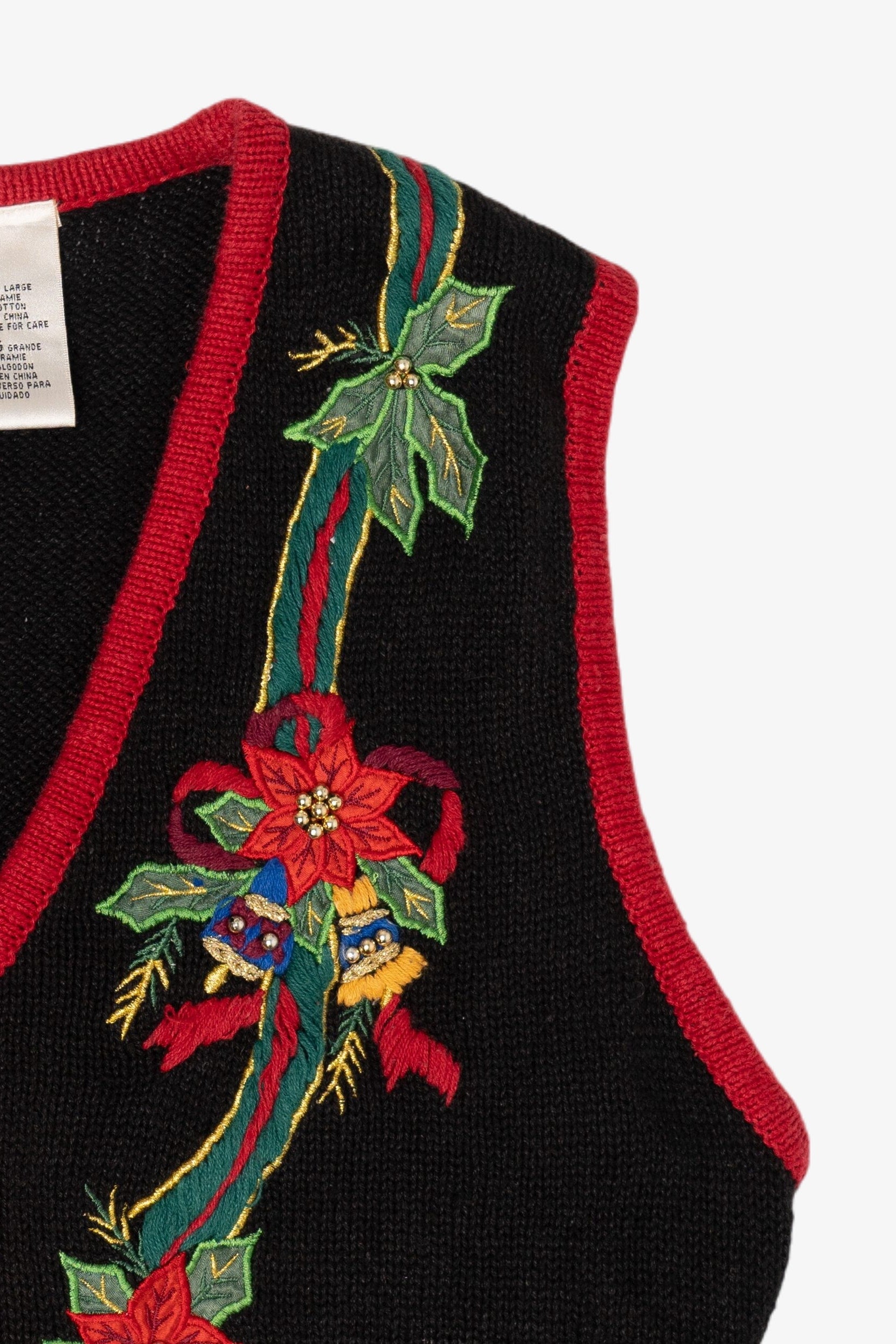 Vintage Kathie Lee Flowers And Bells Ugly Christmas Vest (2000s)