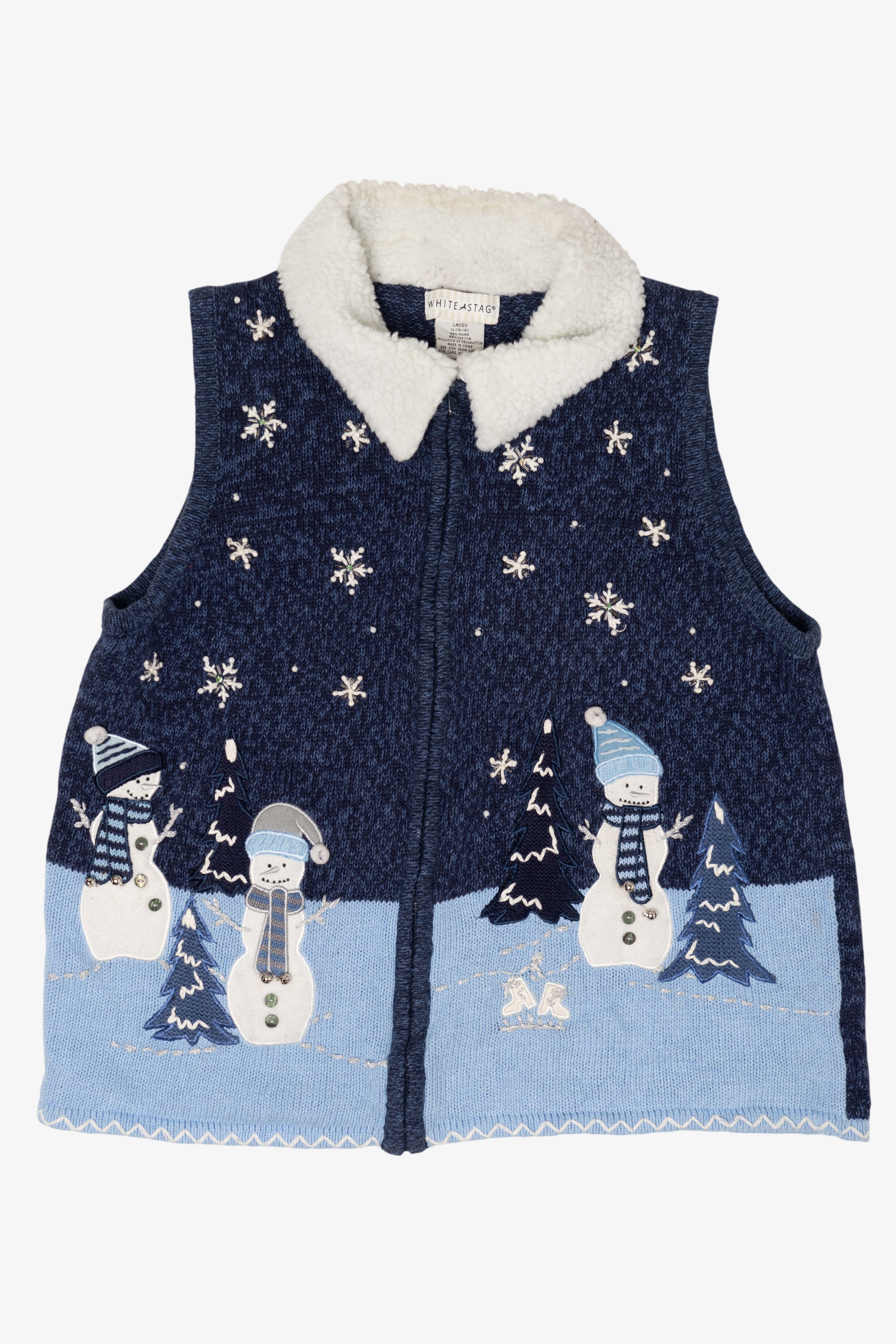 Vintage White Stag Snowmen Ugly Christmas Vest (2000s)