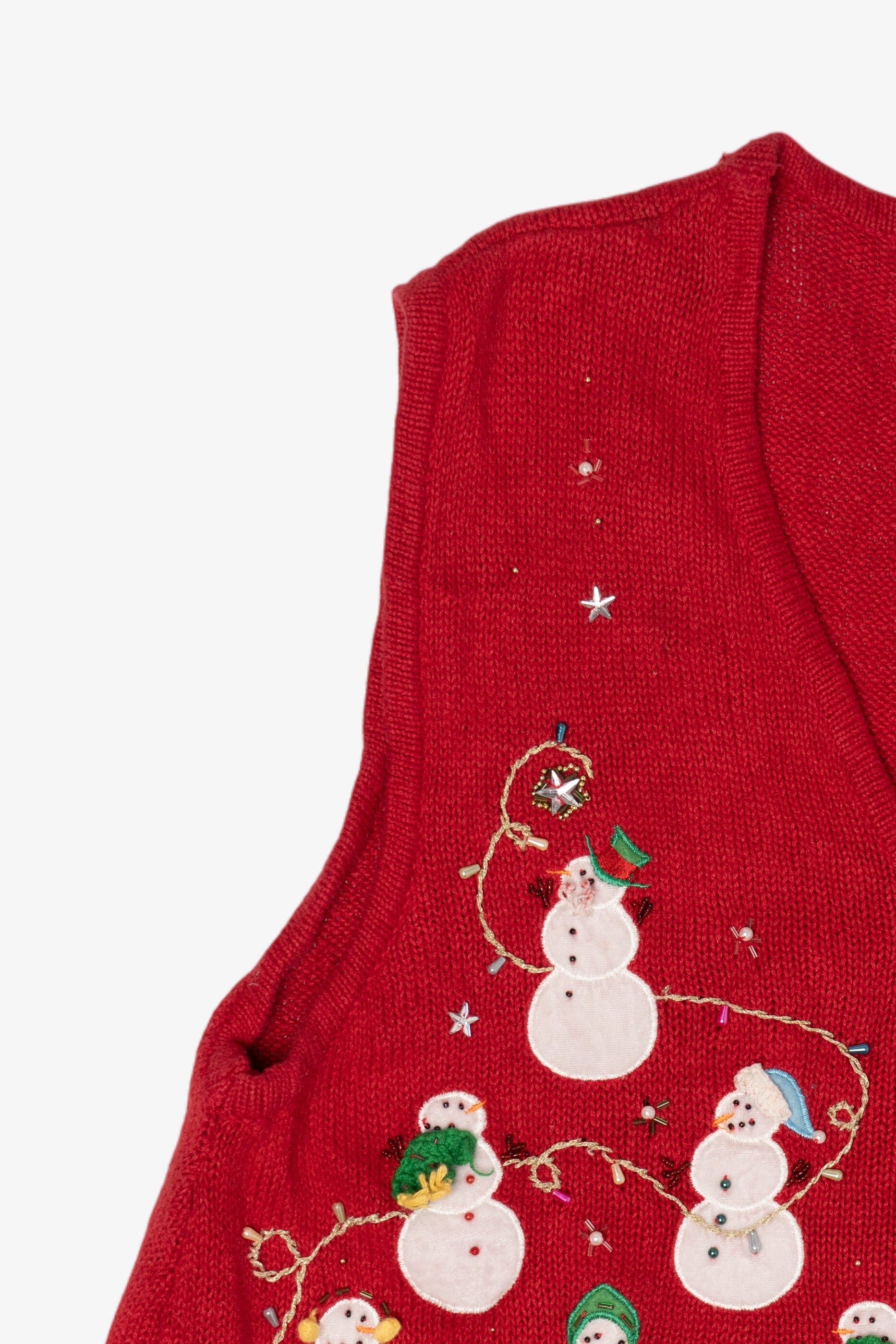 Vintage Snowmen Red Ugly Christmas Sweater (2000s)