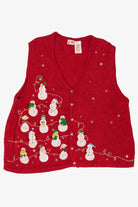 Vintage Snowmen Red Ugly Christmas Sweater (2000s)
