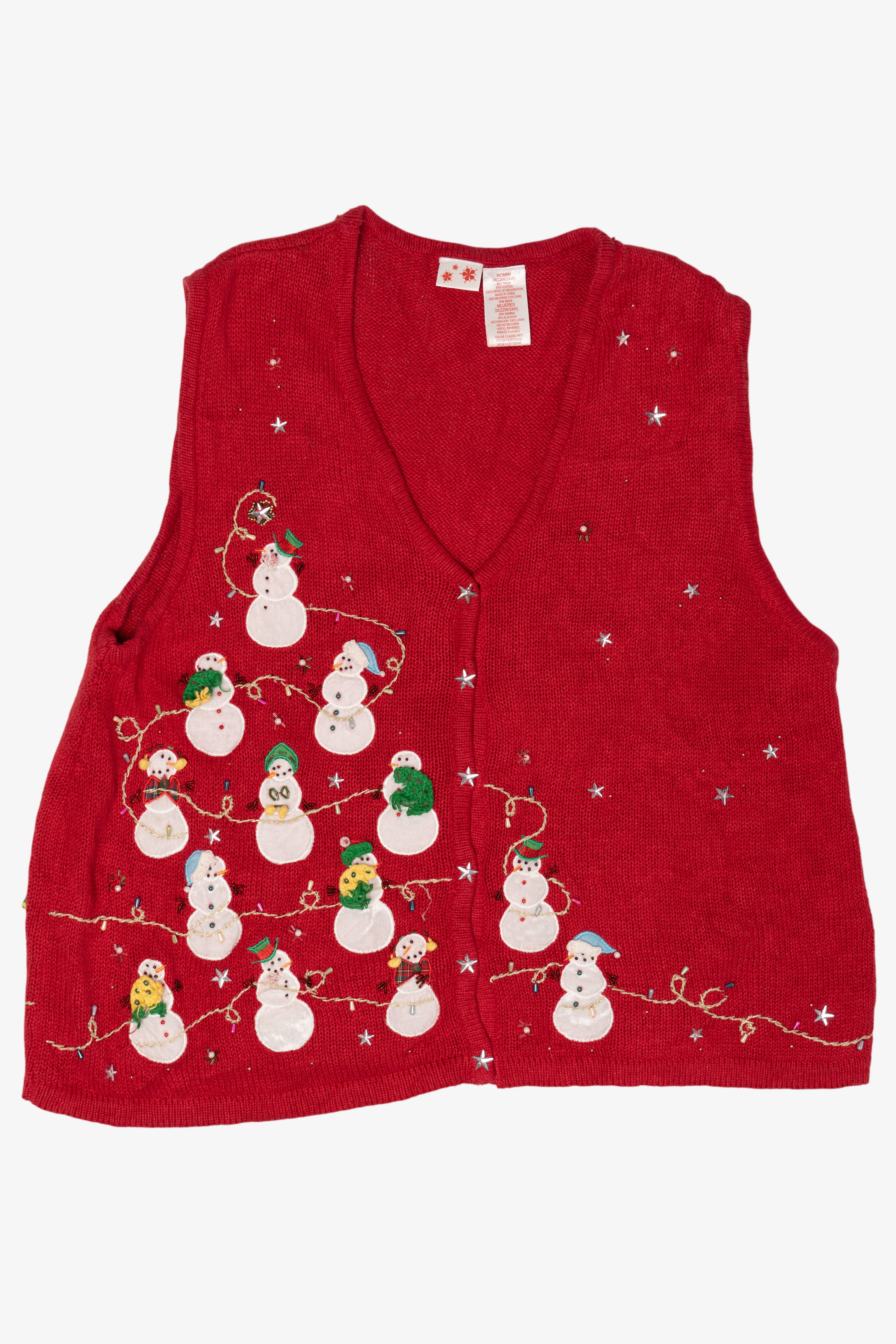 Vintage Snowmen Red Ugly Christmas Sweater (2000s)