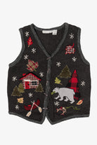 Vintage Victoria Jones Fishing Cabin Ugly Christmas Vest (1990s)