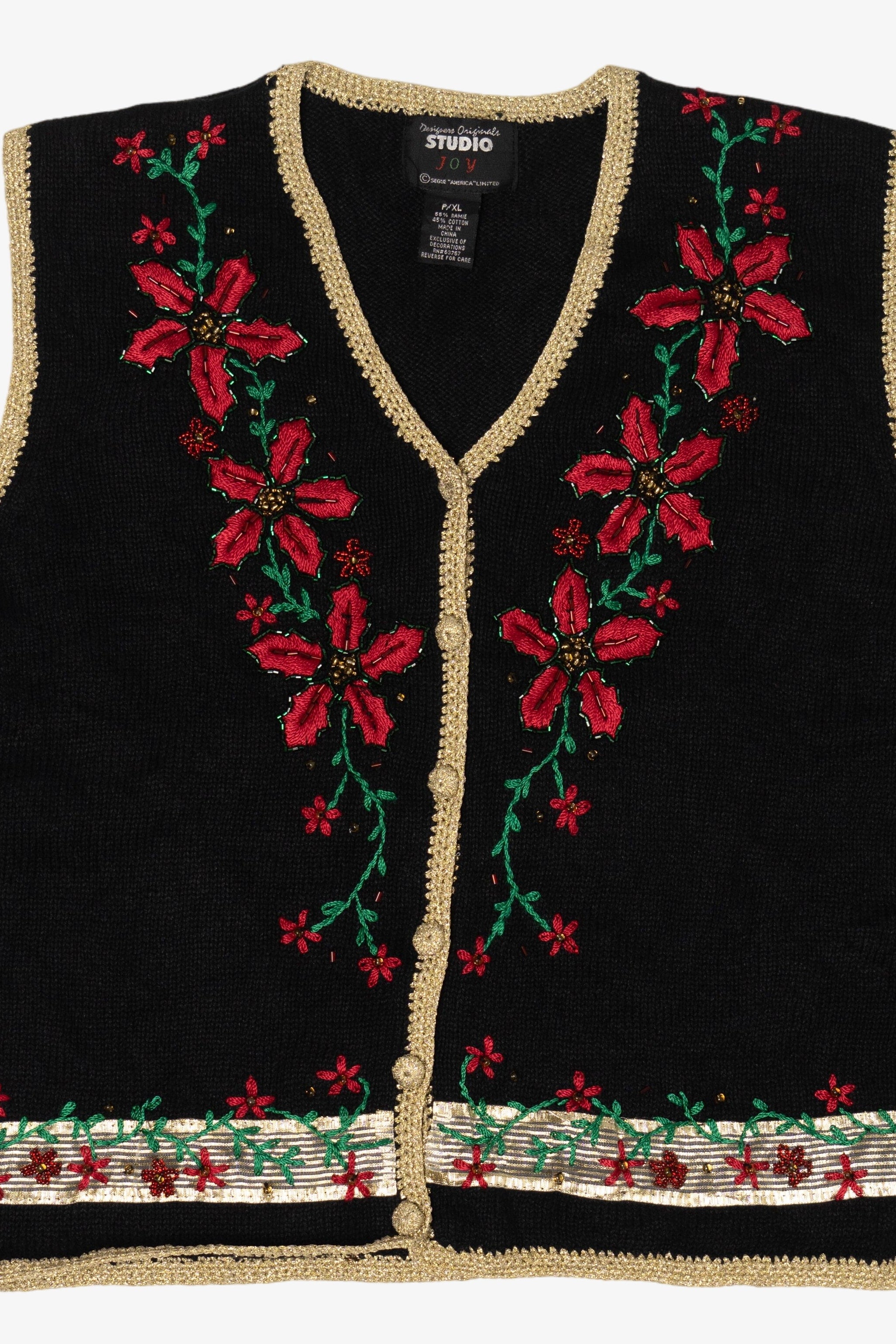 Vintage Studio Joy Flowers Ugly Christmas Vest (1990s)