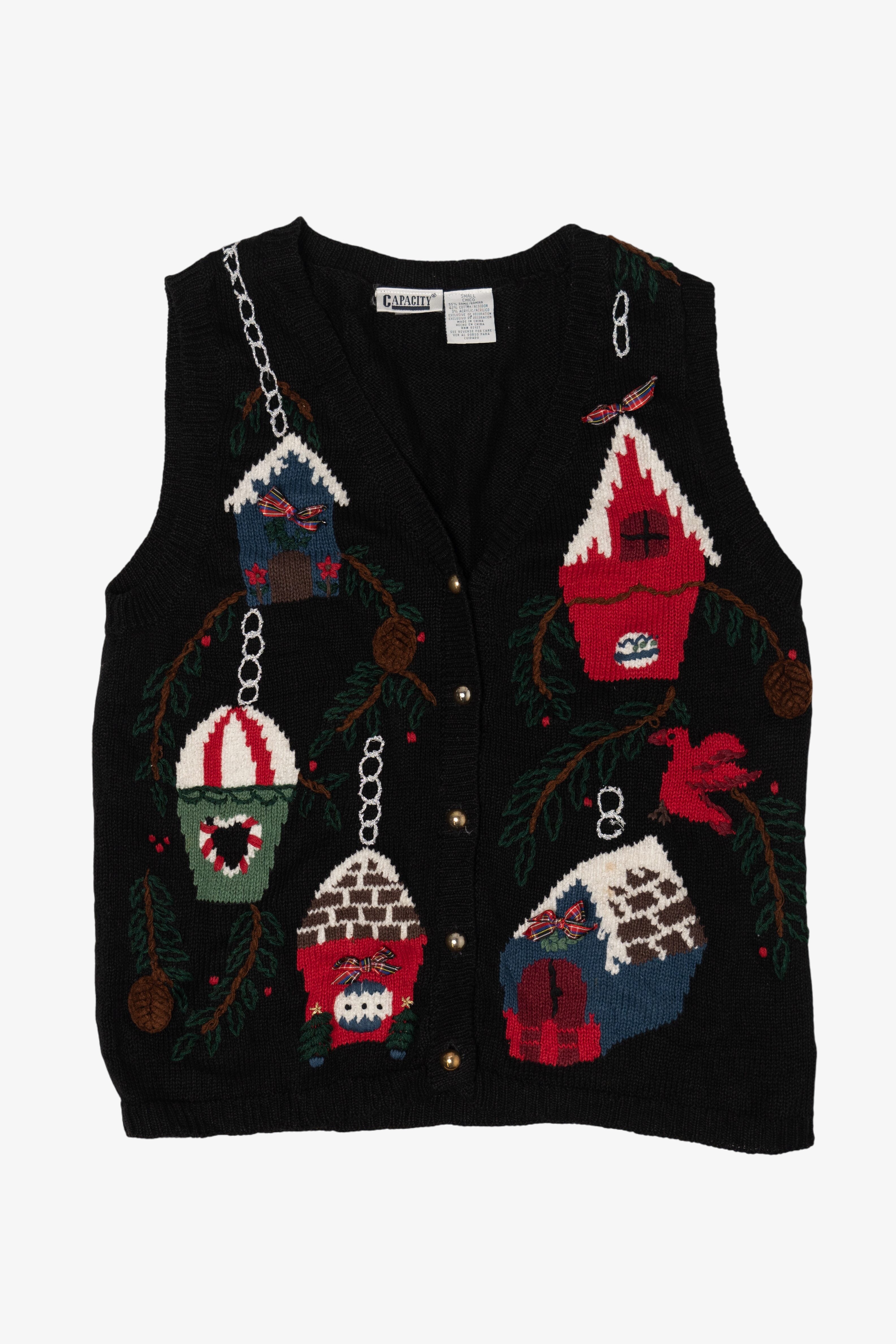 Vintage Capacity Birdhouses Ugly Christmas Vest (1990s)