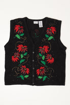 Vintage Bobbie Brooks Flowers Ugly Christmas Vest (1990s)