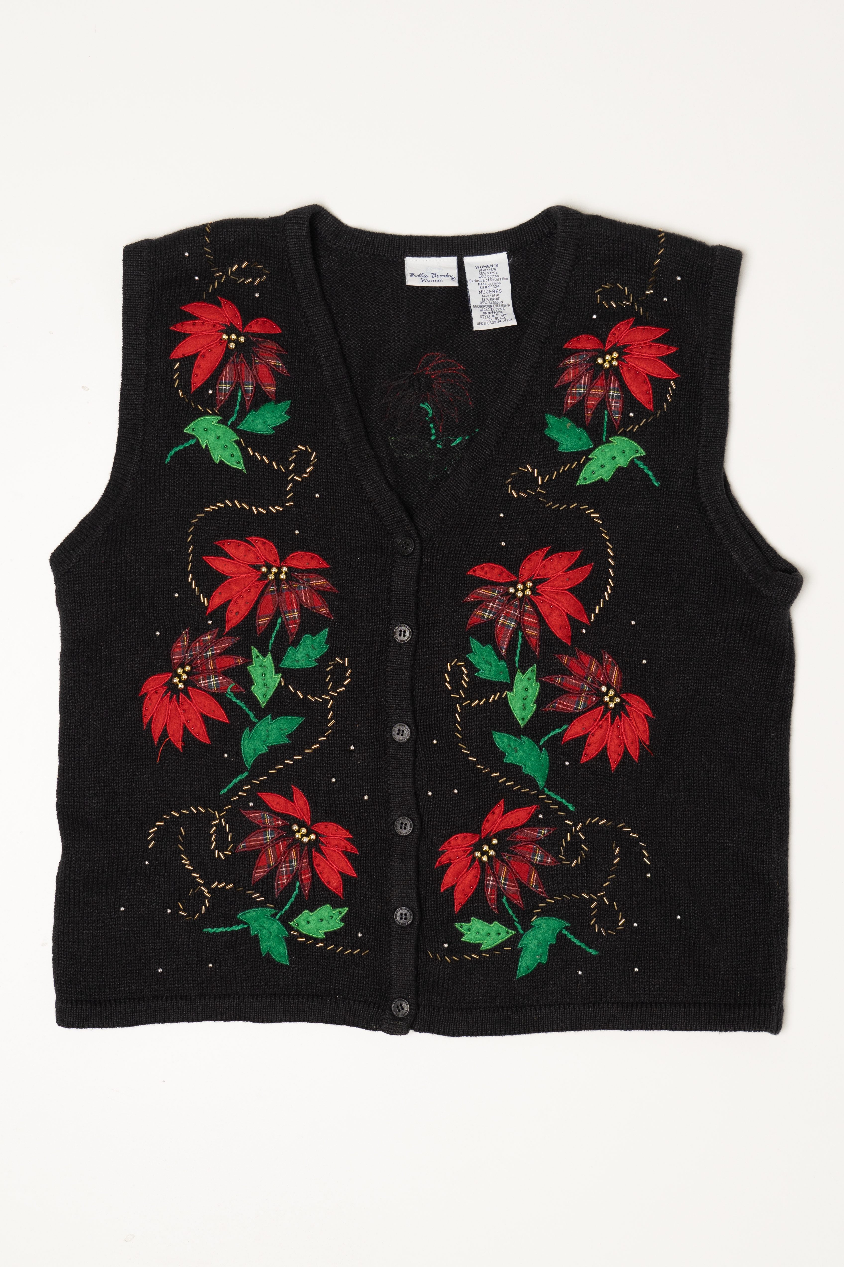 Vintage Bobbie Brooks Flowers Ugly Christmas Vest (1990s)