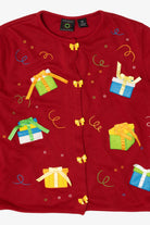 Vintage Y2k Lightweight Presents Ugly Christmas Cardigan (2000s)