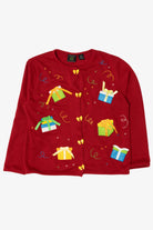 Vintage Y2k Lightweight Presents Ugly Christmas Cardigan (2000s)