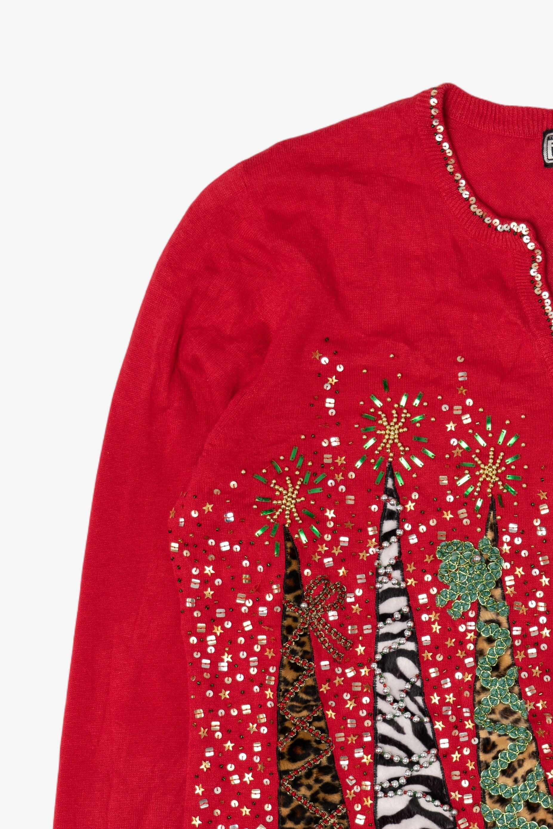 Vintage Y2k Lightweight Berer Trees Ugly Christmas Cardigan (2000s)
