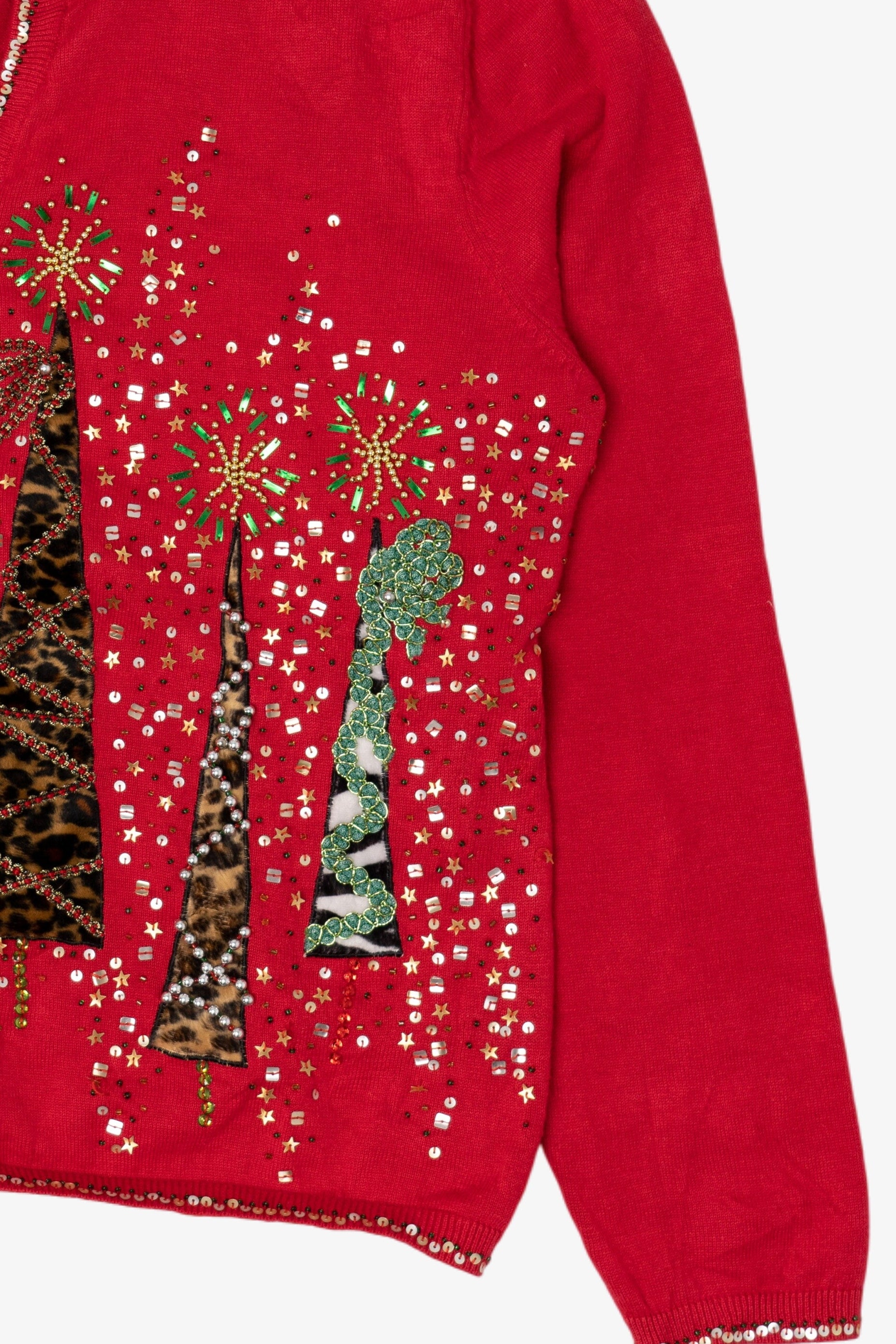 Vintage Y2k Lightweight Berer Trees Ugly Christmas Cardigan (2000s)