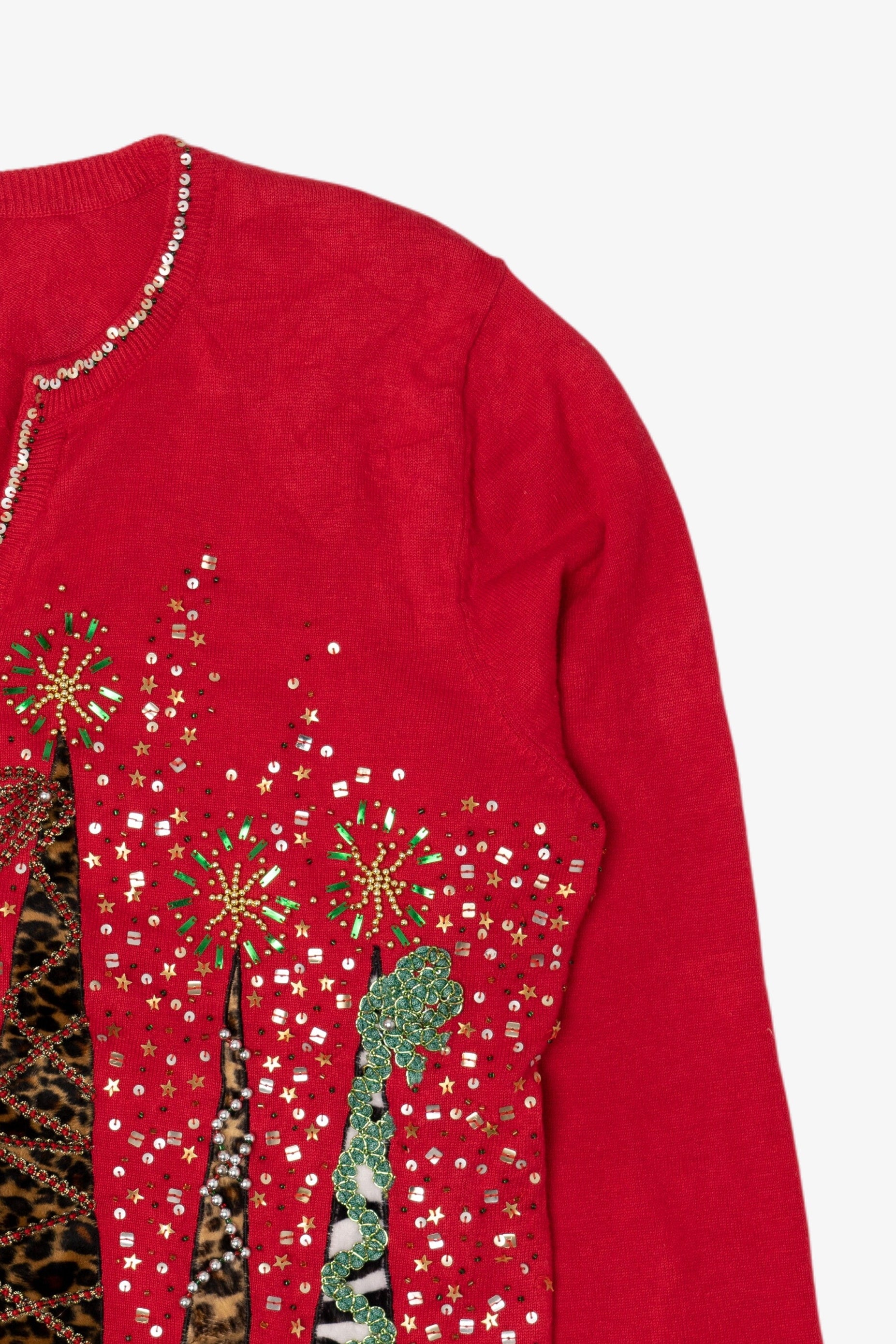 Vintage Y2k Lightweight Berer Trees Ugly Christmas Cardigan (2000s)