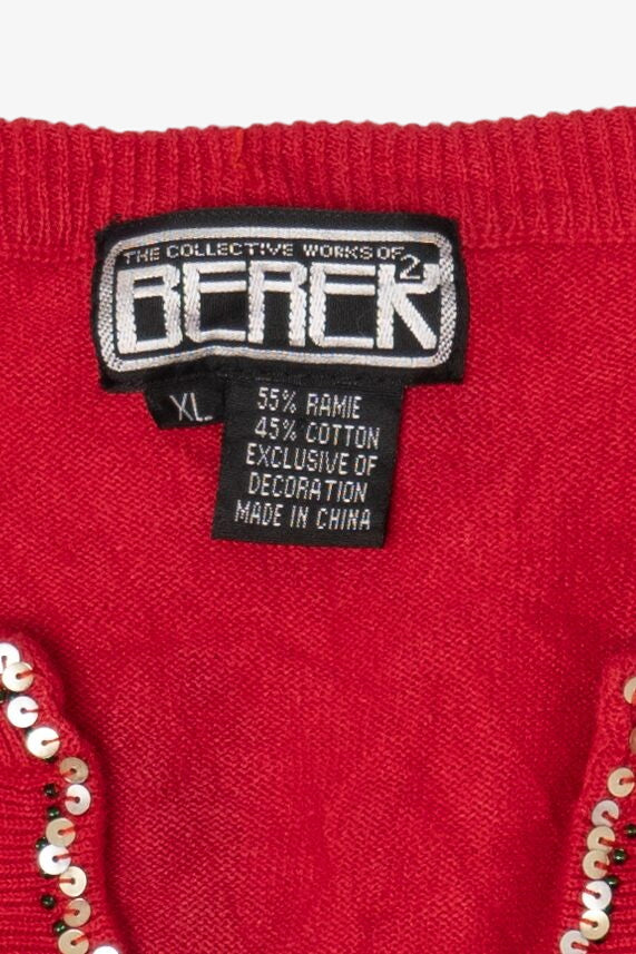 Vintage Y2k Lightweight Berer Trees Ugly Christmas Cardigan (2000s)