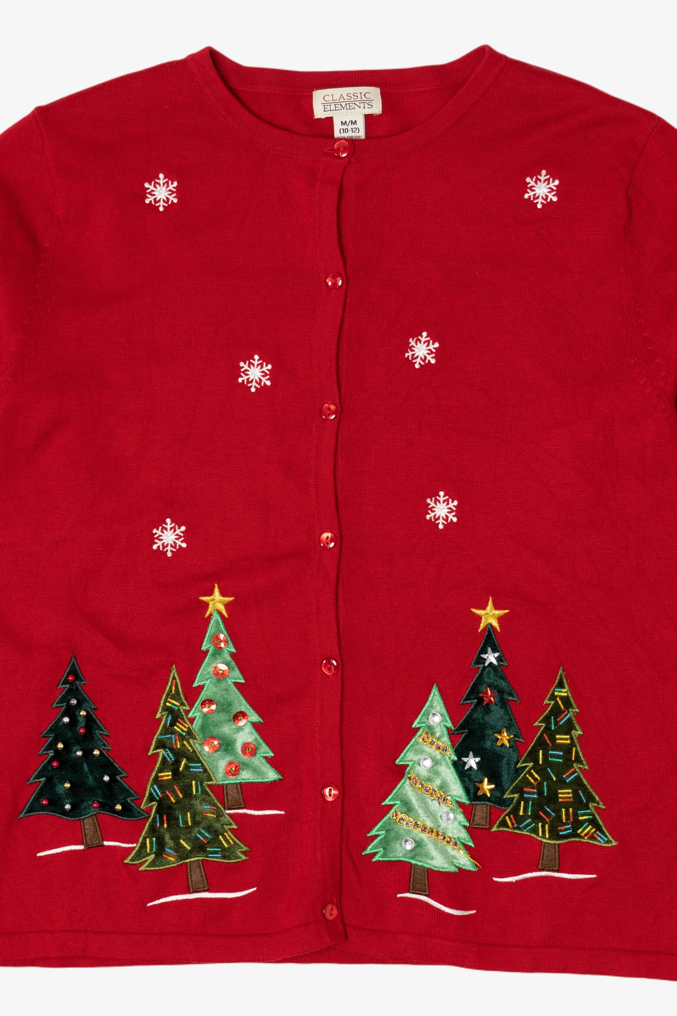Vintage Y2k Lightweight Trees Ugly Christmas Cardigan (2000s)