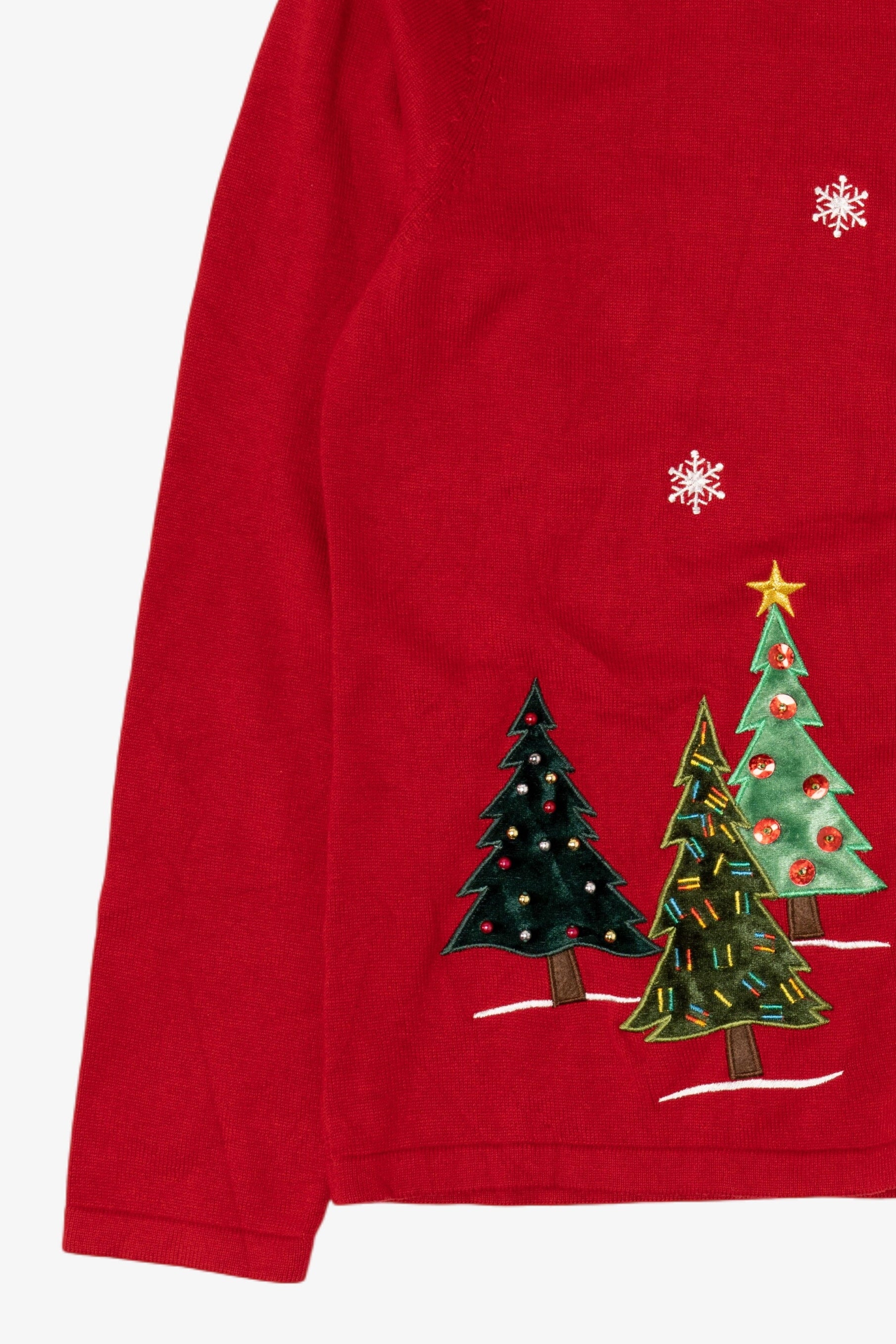 Vintage Y2k Lightweight Trees Ugly Christmas Cardigan (2000s)
