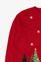 Vintage Y2k Lightweight Trees Ugly Christmas Cardigan (2000s)