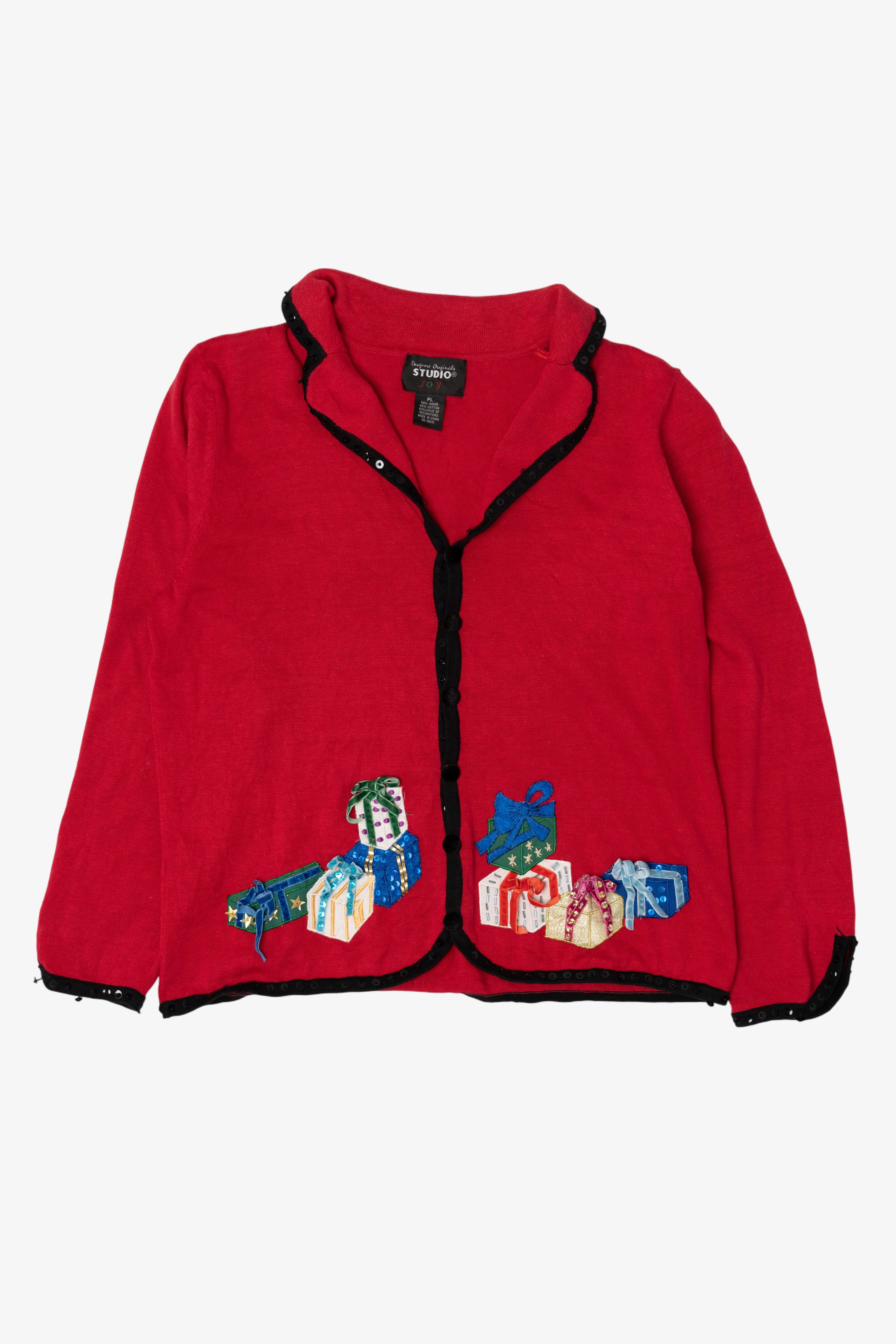 Vintage Y2k Lightweight Studio Joy Presents Ugly Christmas Cardigan (2000s)