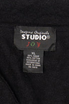Vintage Y2k Lightweight Studio Joy Presents Black Ugly Christmas Cardigan (2000s)