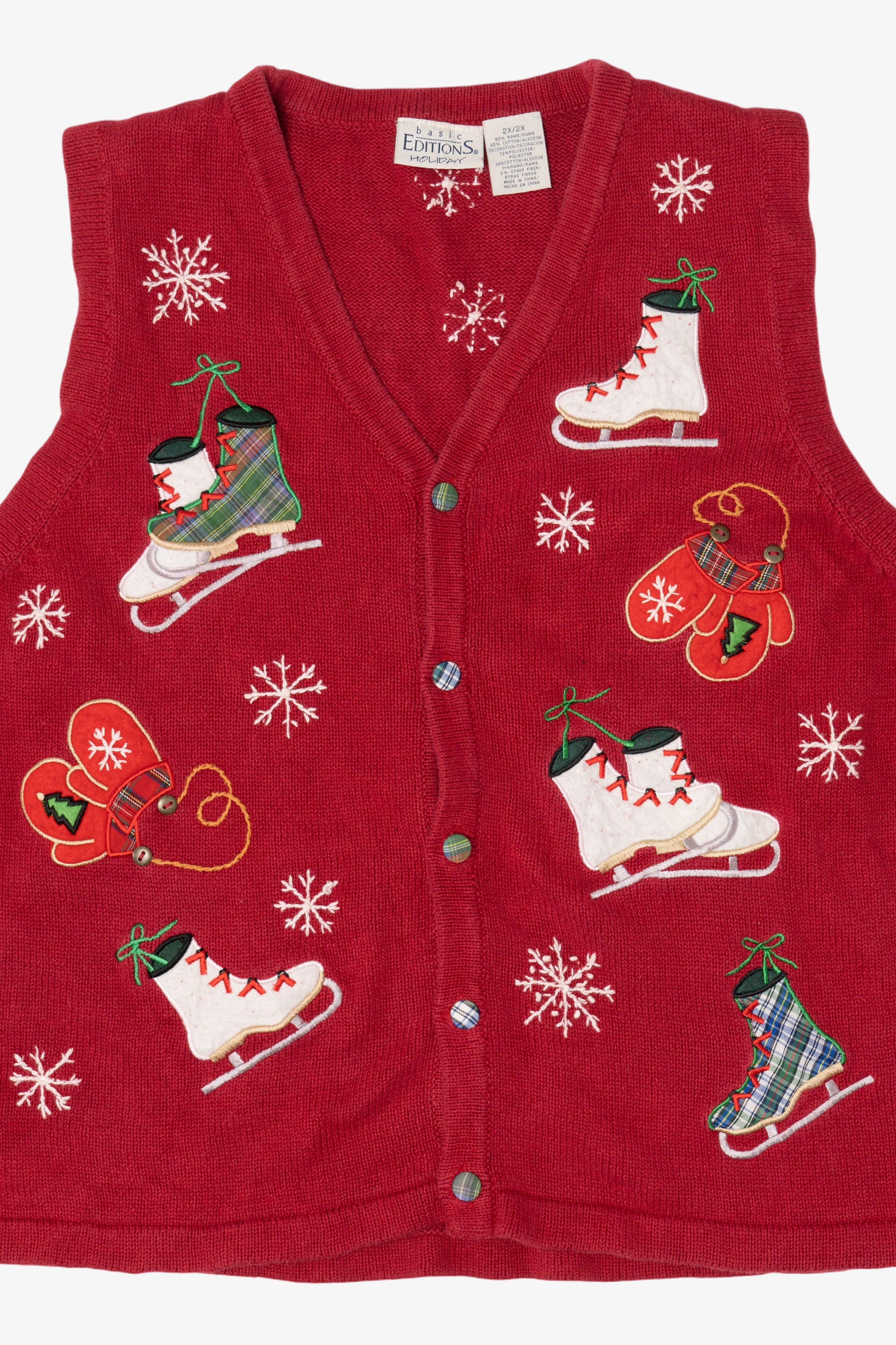 Vintage Skates And Mittens Basic Editions Ugly Christmas Vest (1990s)