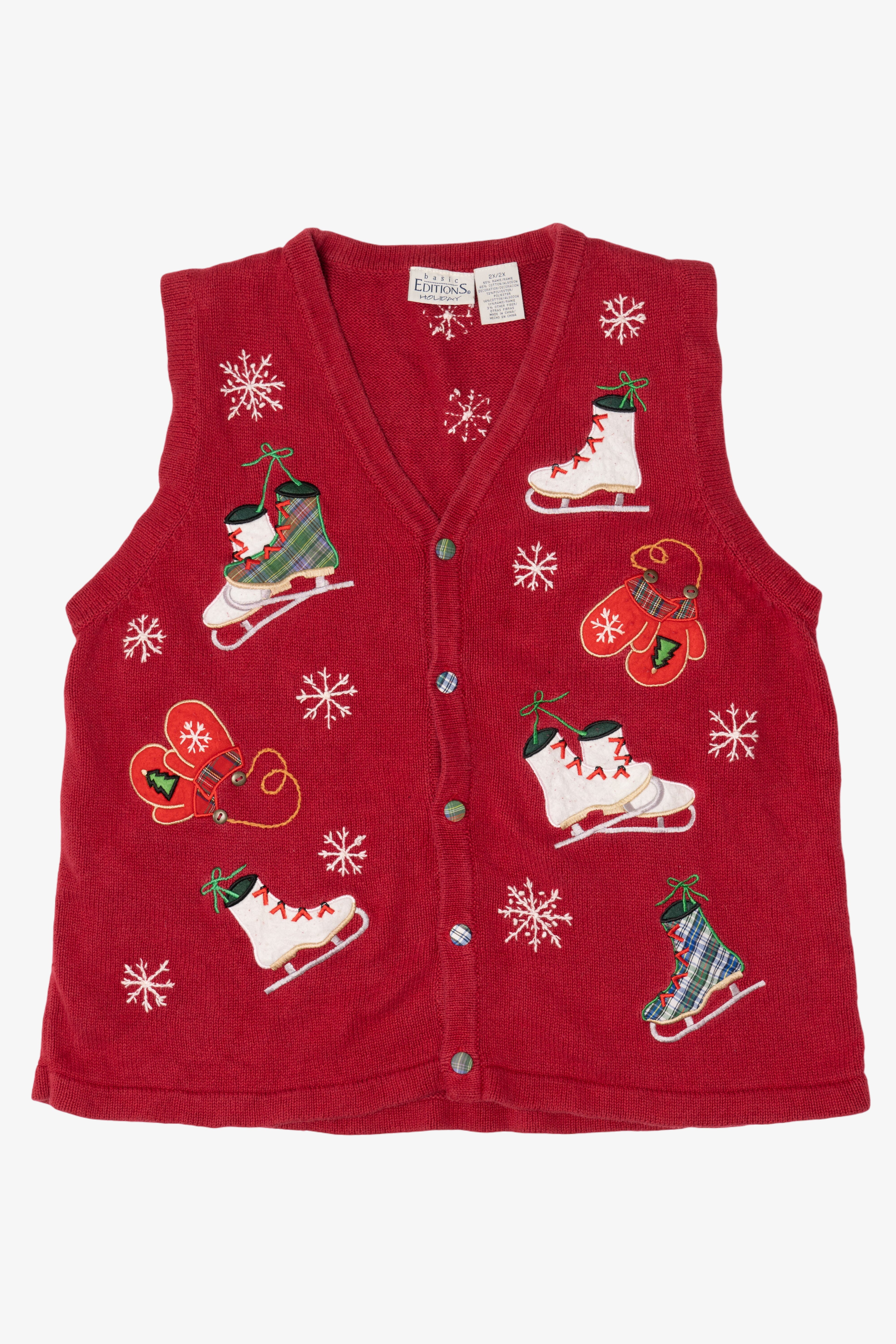 Vintage Skates And Mittens Basic Editions Ugly Christmas Vest (1990s)