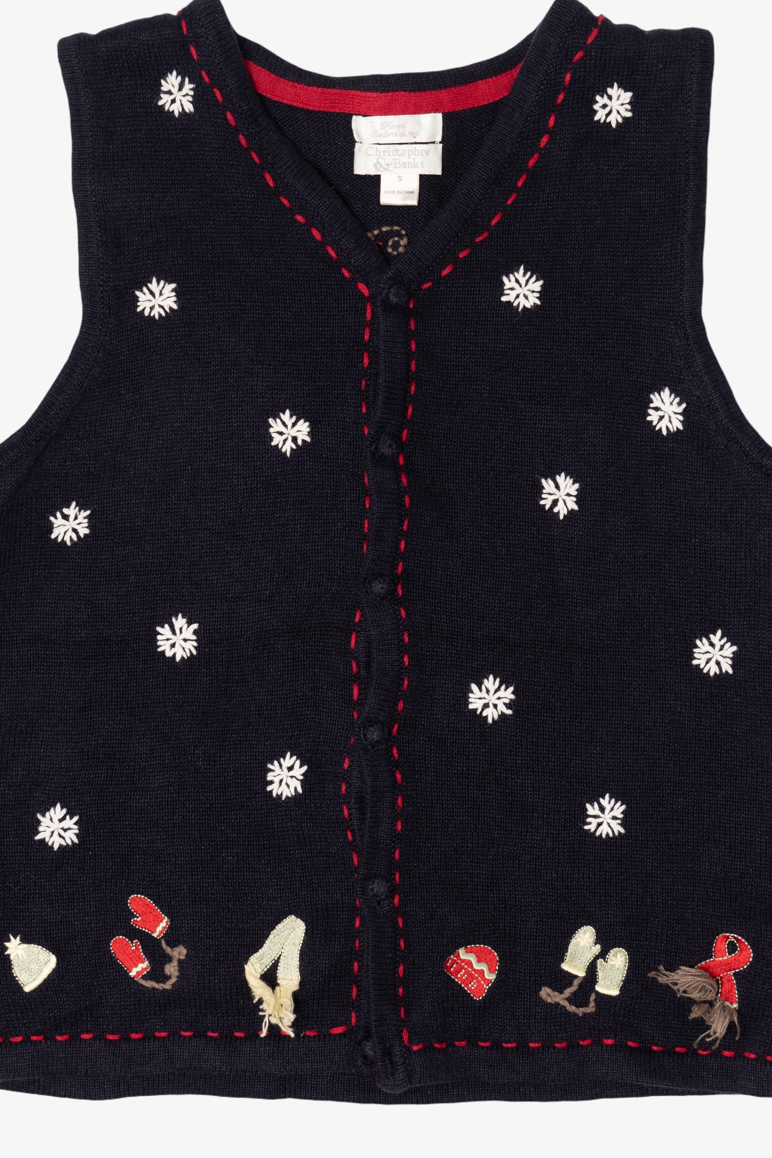 Vintage Christopher & Banks Snowflakes Ugly Christmas Vest (1990s)