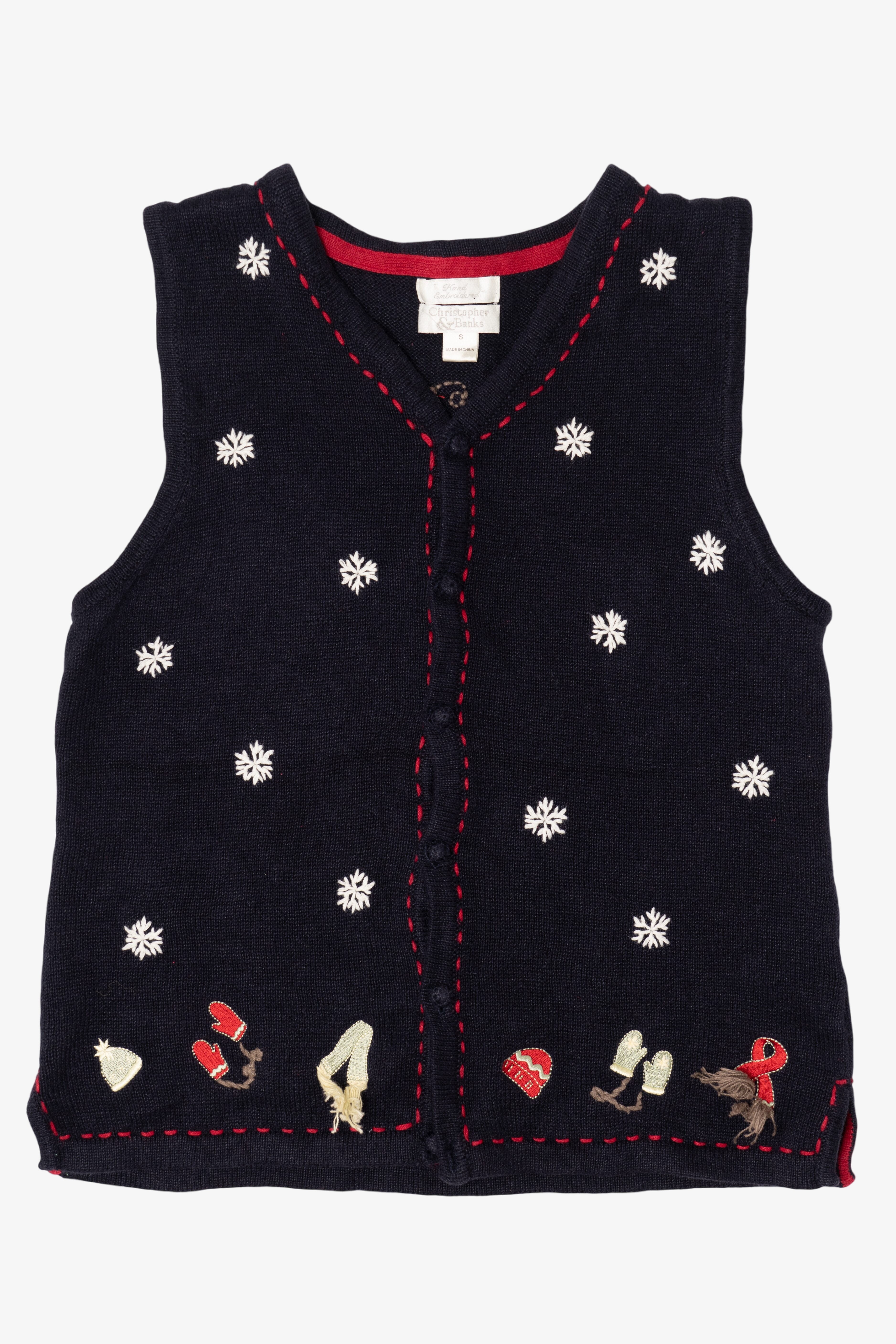 Vintage Christopher & Banks Snowflakes Ugly Christmas Vest (1990s)