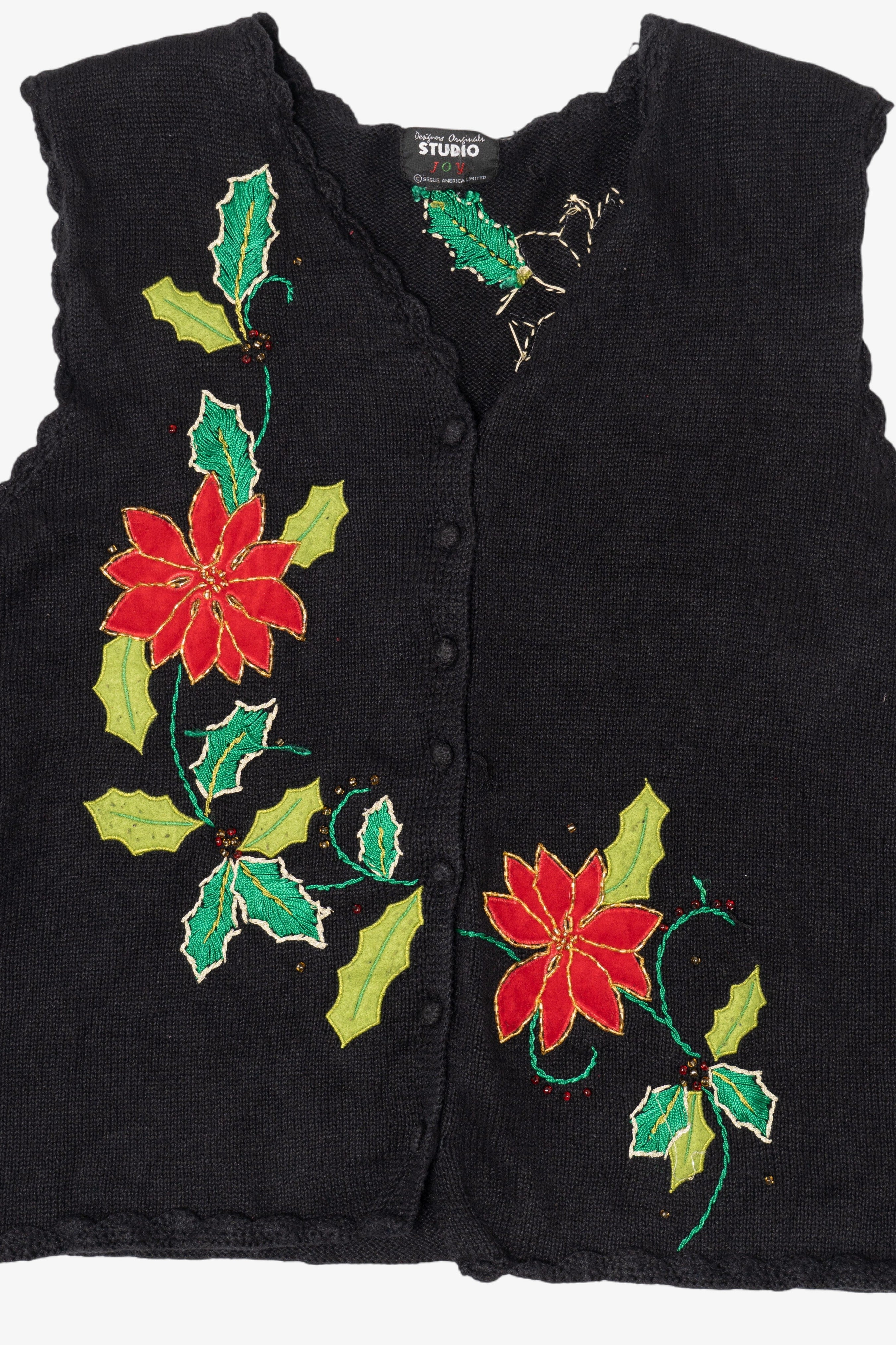 Vintage Studio Joy Flowers Ugly Christmas Vest (1990s)