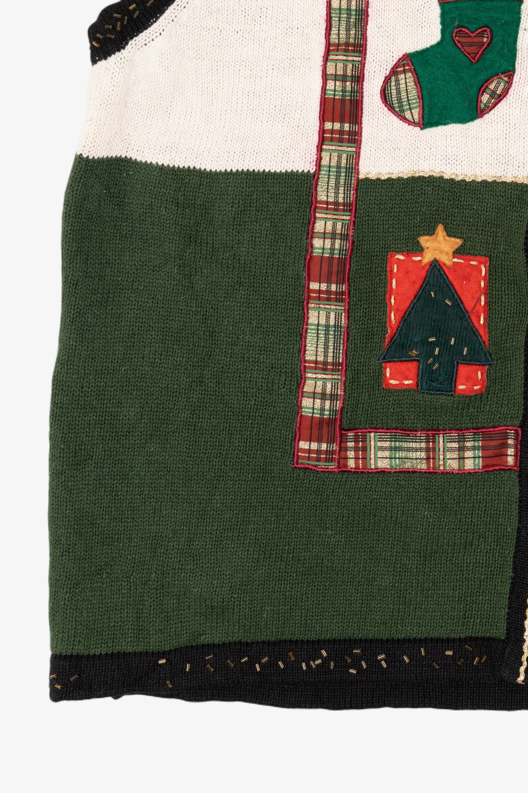 Vintage Color Block Extra Point Ugly Christmas Vest (1990s)