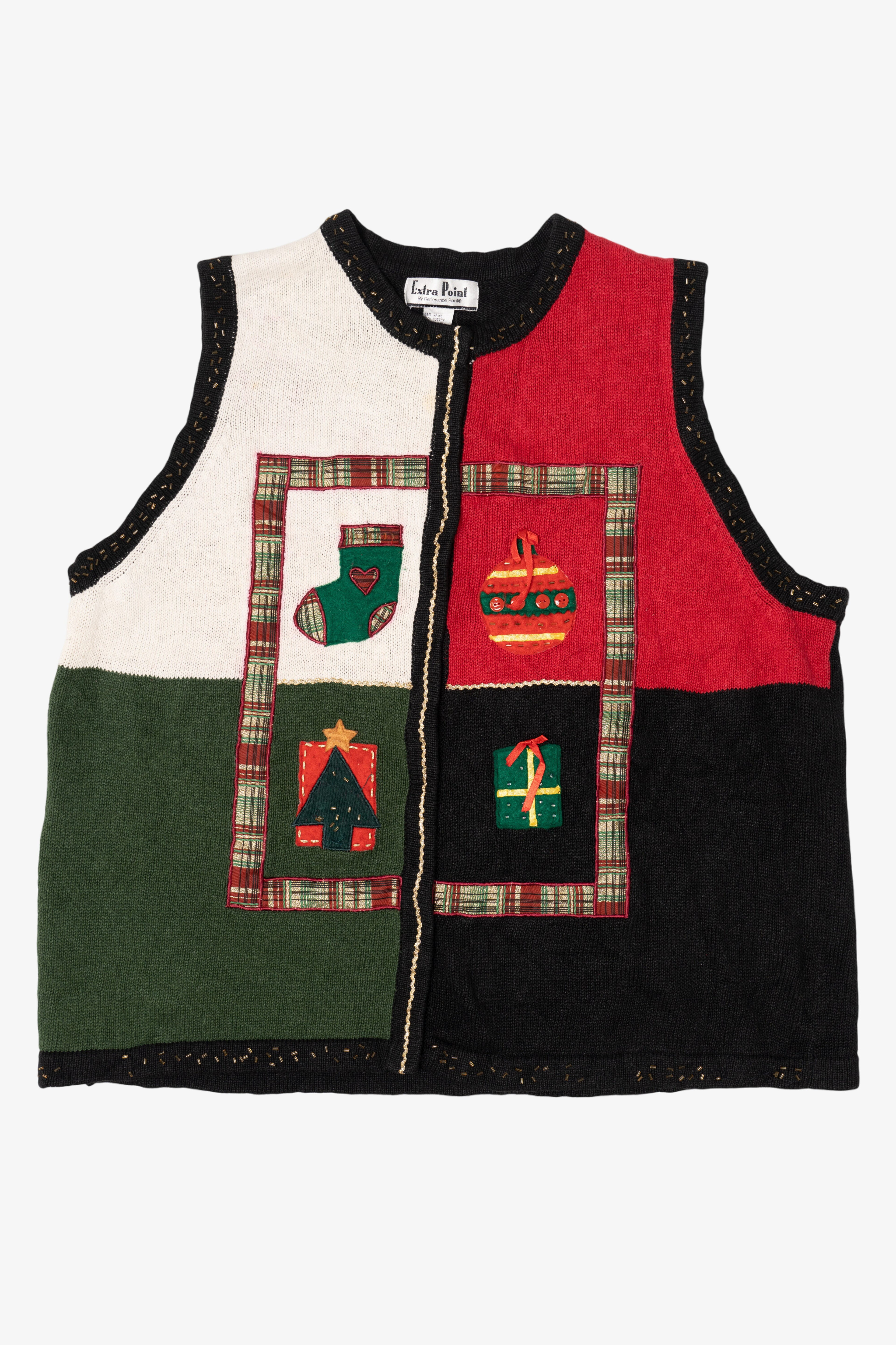 Vintage Color Block Extra Point Ugly Christmas Vest (1990s)