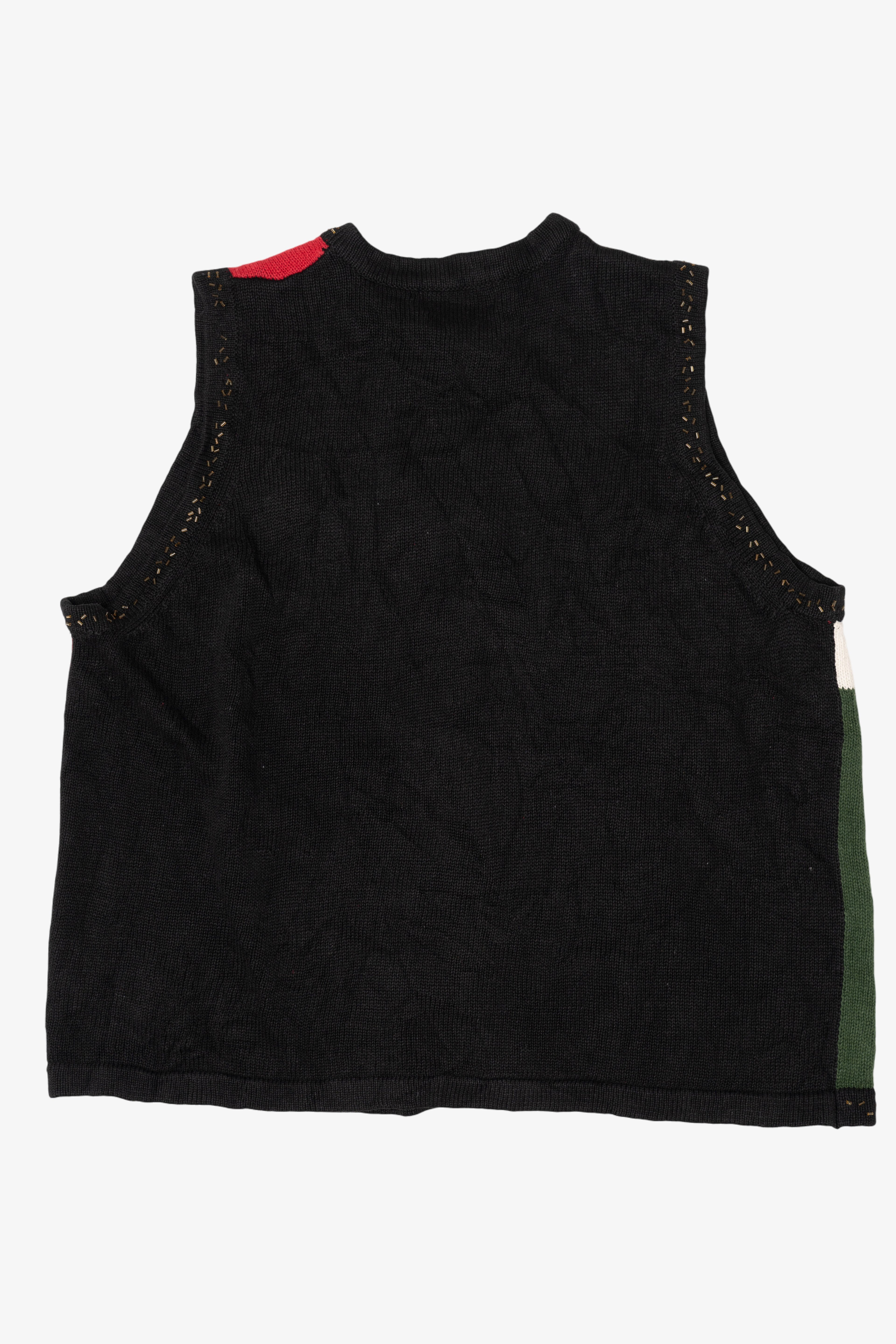 Vintage Color Block Extra Point Ugly Christmas Vest (1990s)